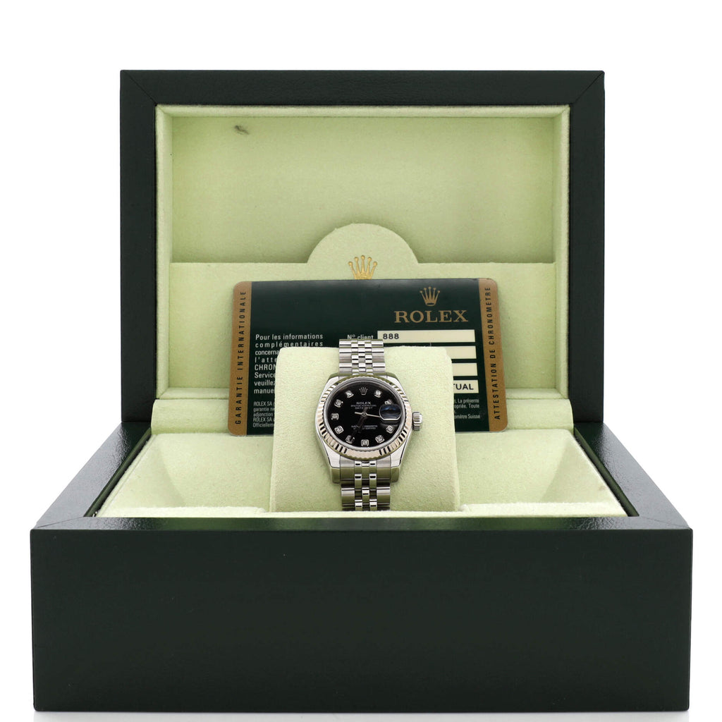 Oyster Perpetual Datejust Automatic Watch Stainless Steel and White Gold with Diamond Markers 26
