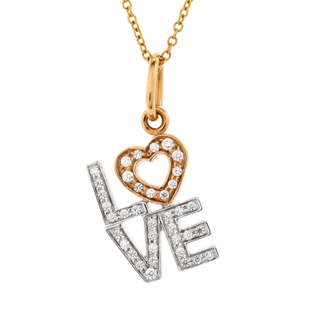 Love Pendant Necklace 18K White Gold and 18K Rose Gold With Diamonds