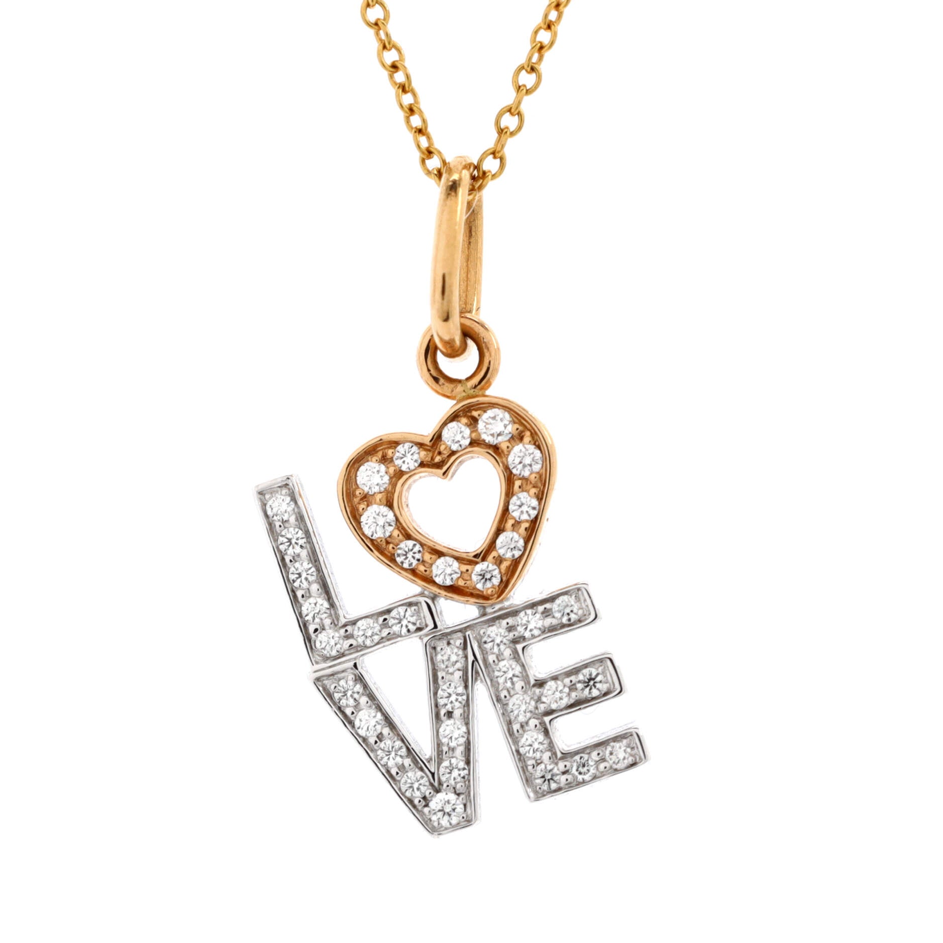 Love Pendant Necklace 18K White Gold and 18K Rose Gold With Diamonds