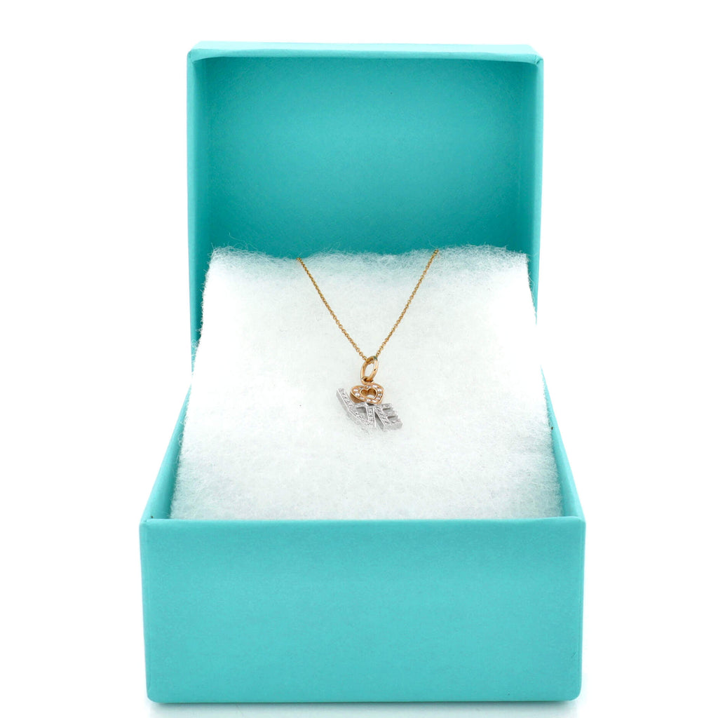 Love Pendant Necklace 18K White Gold and 18K Rose Gold With Diamonds