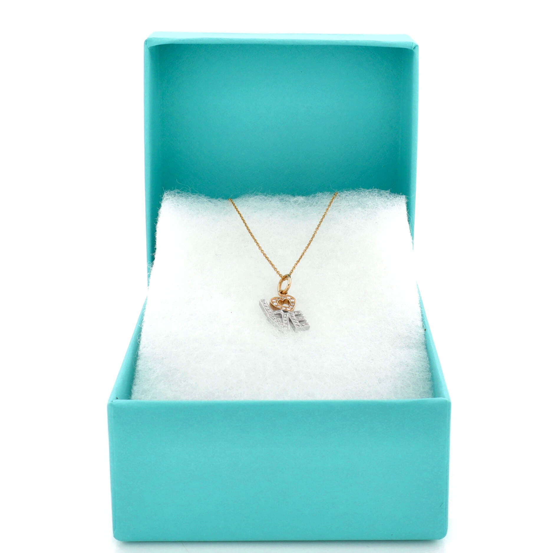 Love Pendant Necklace 18K White Gold and 18K Rose Gold With Diamonds