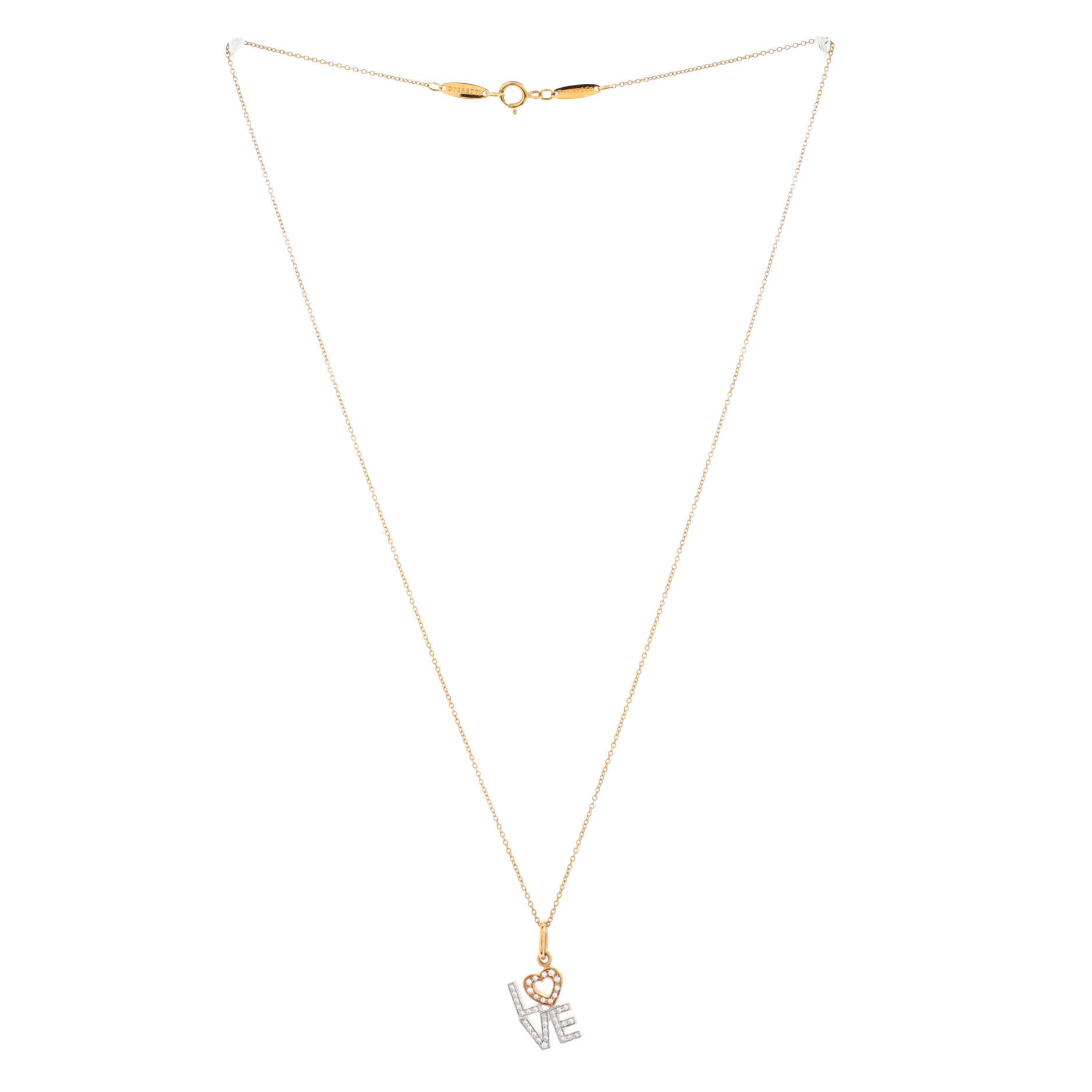 Love Pendant Necklace 18K White Gold and 18K Rose Gold With Diamonds