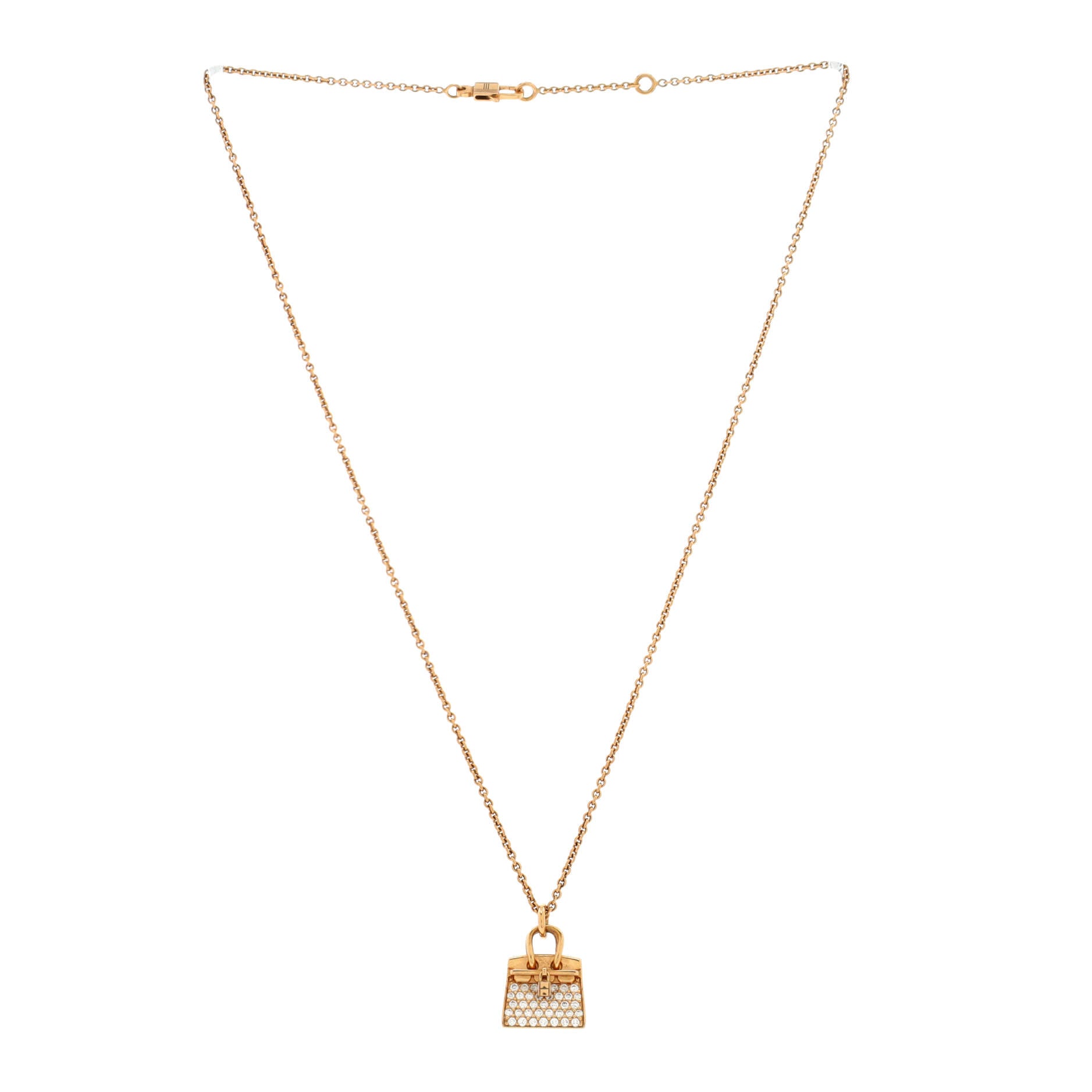 Birkin Amulette NM Pendant Necklace 18K Rose Gold and Diamonds