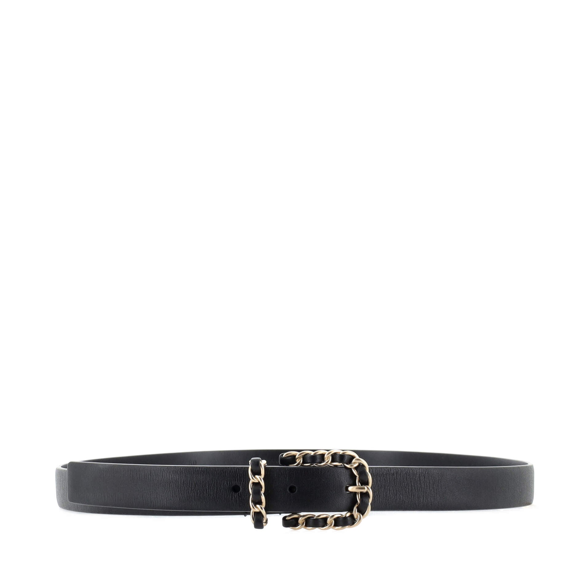 Logo Chain Buckle Belt Leather 80