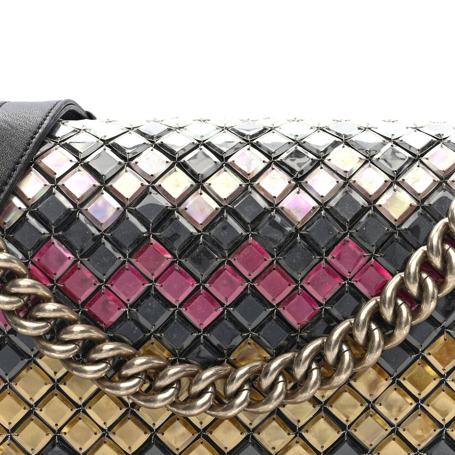Lambskin Tile Embroidered Medium Brasserie Mosaic Boy Flap Black Multicolor