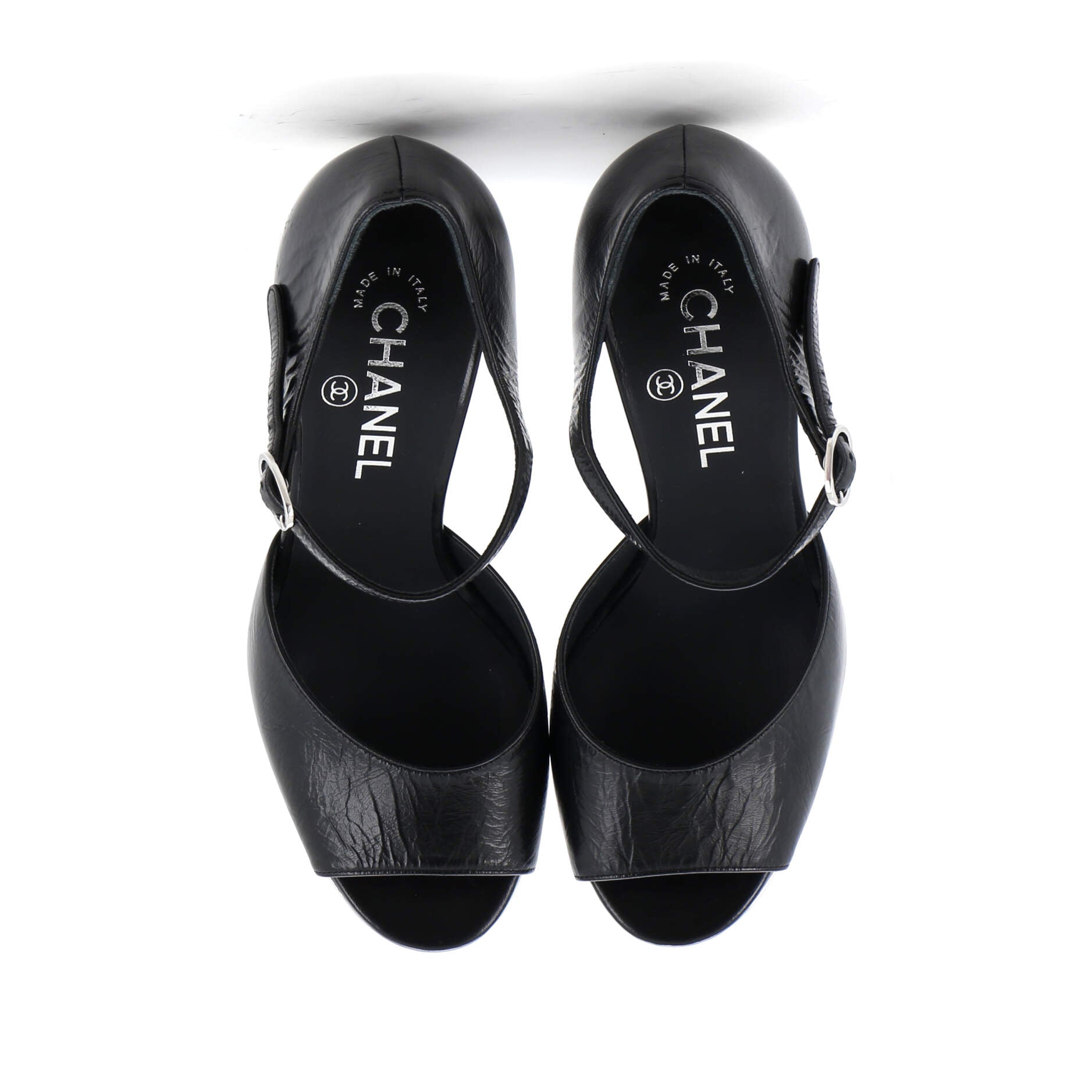 Women's CC Ankle Strap Metallic Platform Sandals Leather