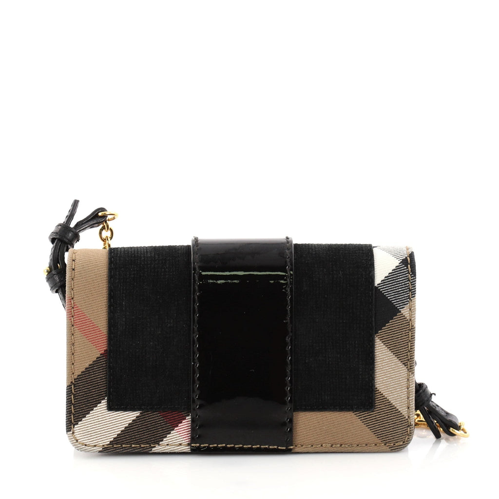 Buckle Chain Wallet House Check and Leather Mini