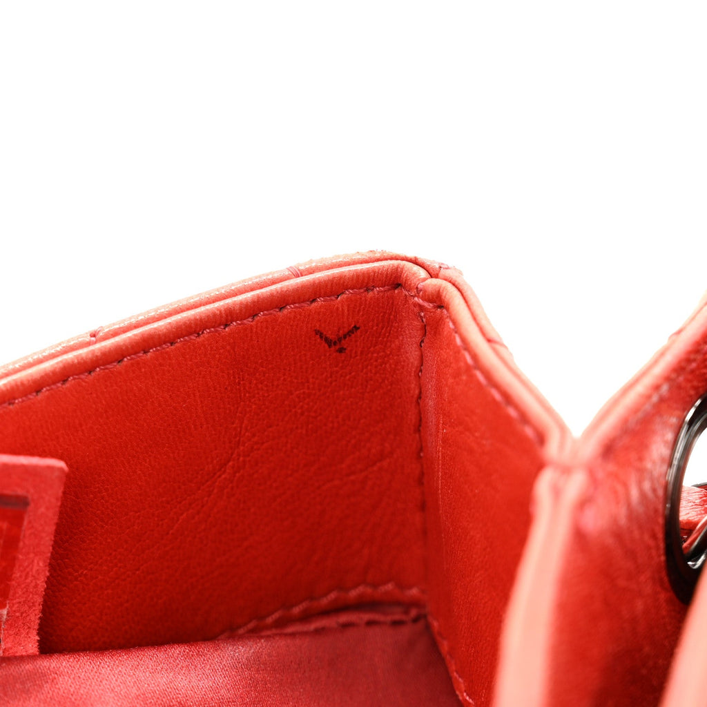 Lambskin Quilted Chanel 3 Accordion Flap Bag Red