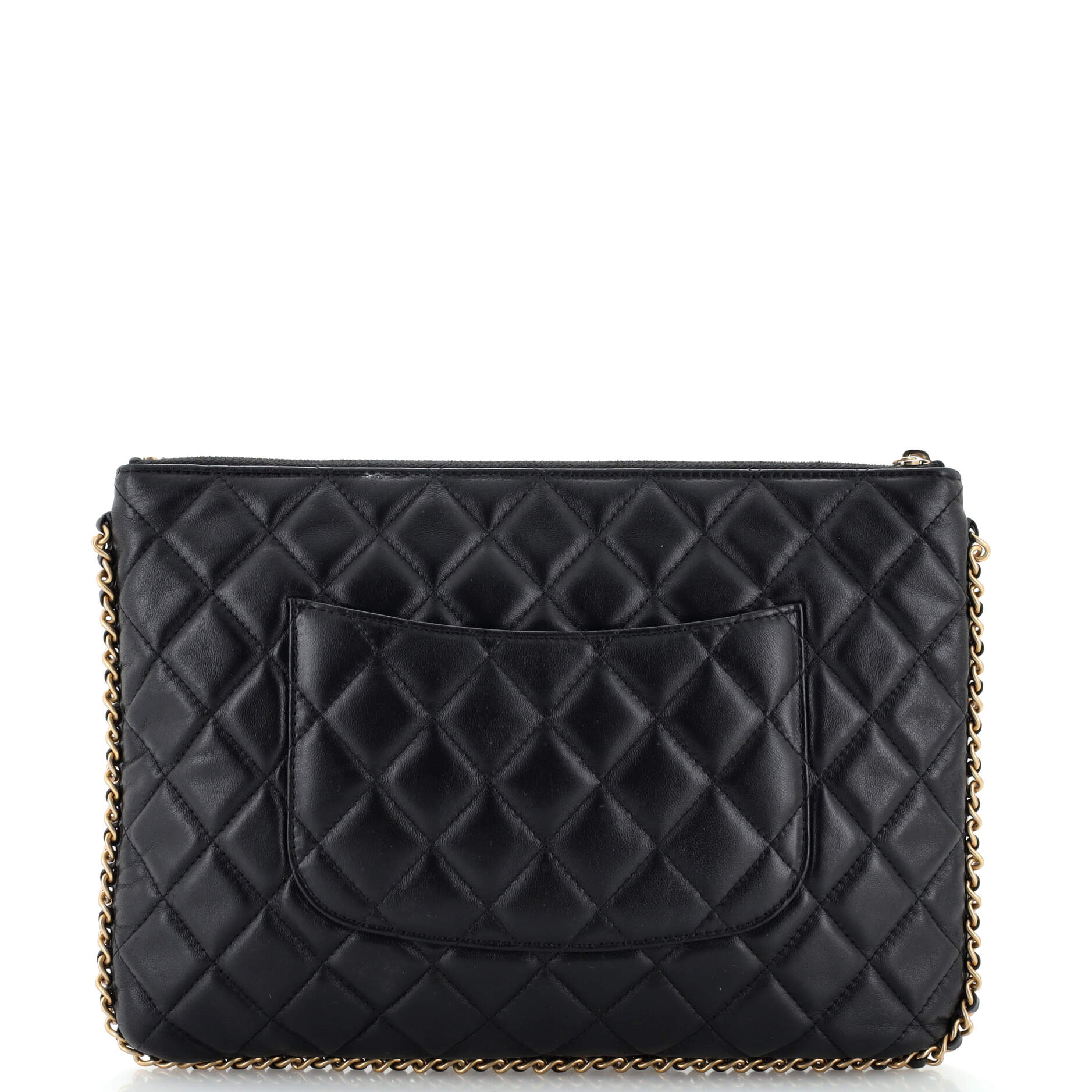 Chain Around O Case Clutch Quilted Lambskin Medium