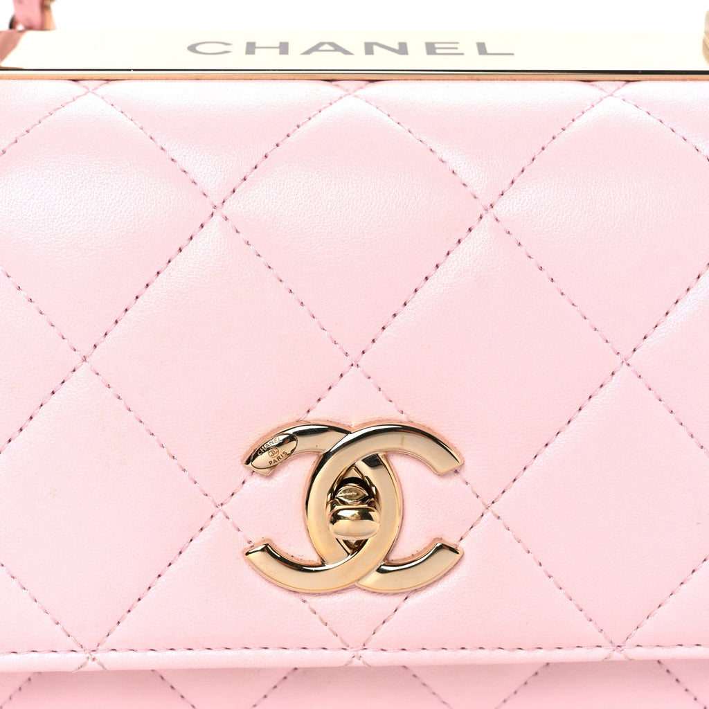 Lambskin Quilted Small Trendy CC Flap Dual Handle Bag Light Pink