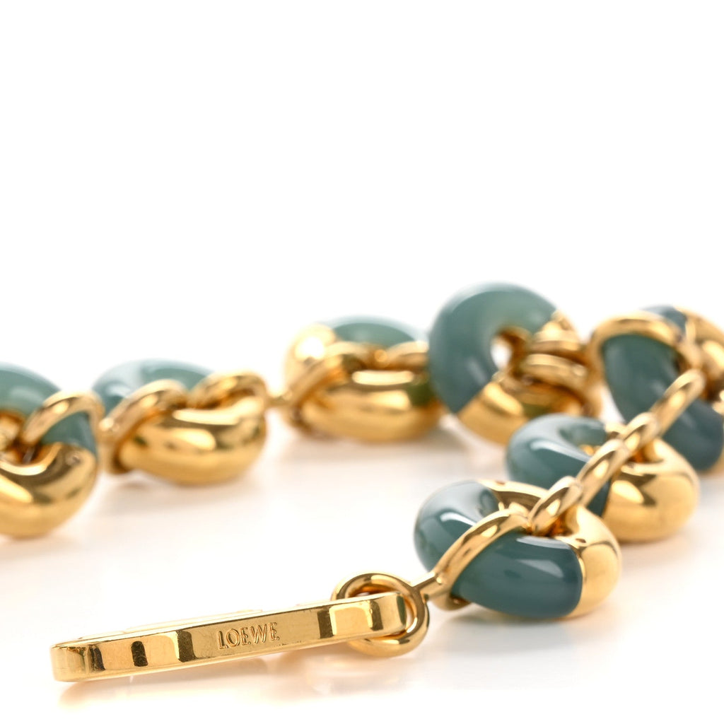 Brass Donut Chain Shoulder Strap Green