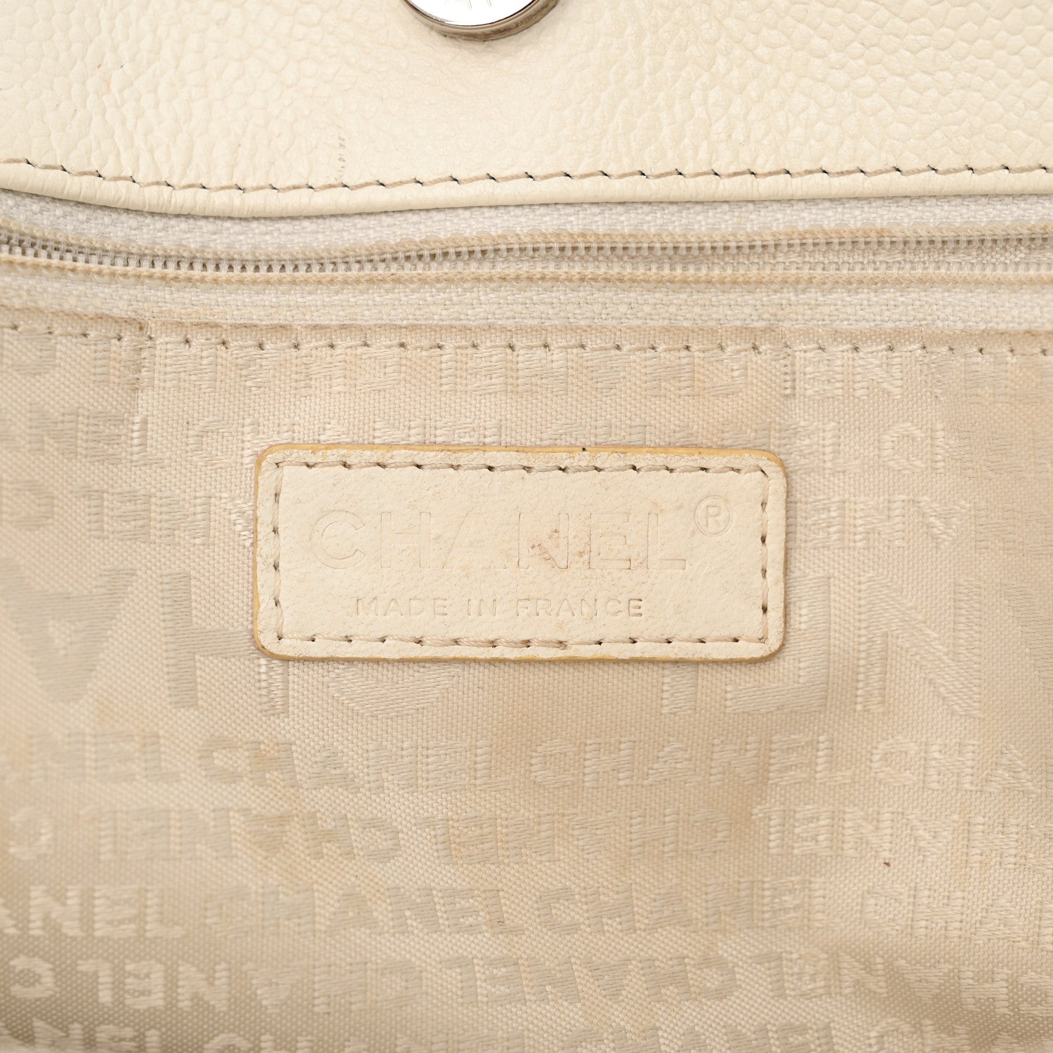 Caviar Square Stitched Tote White