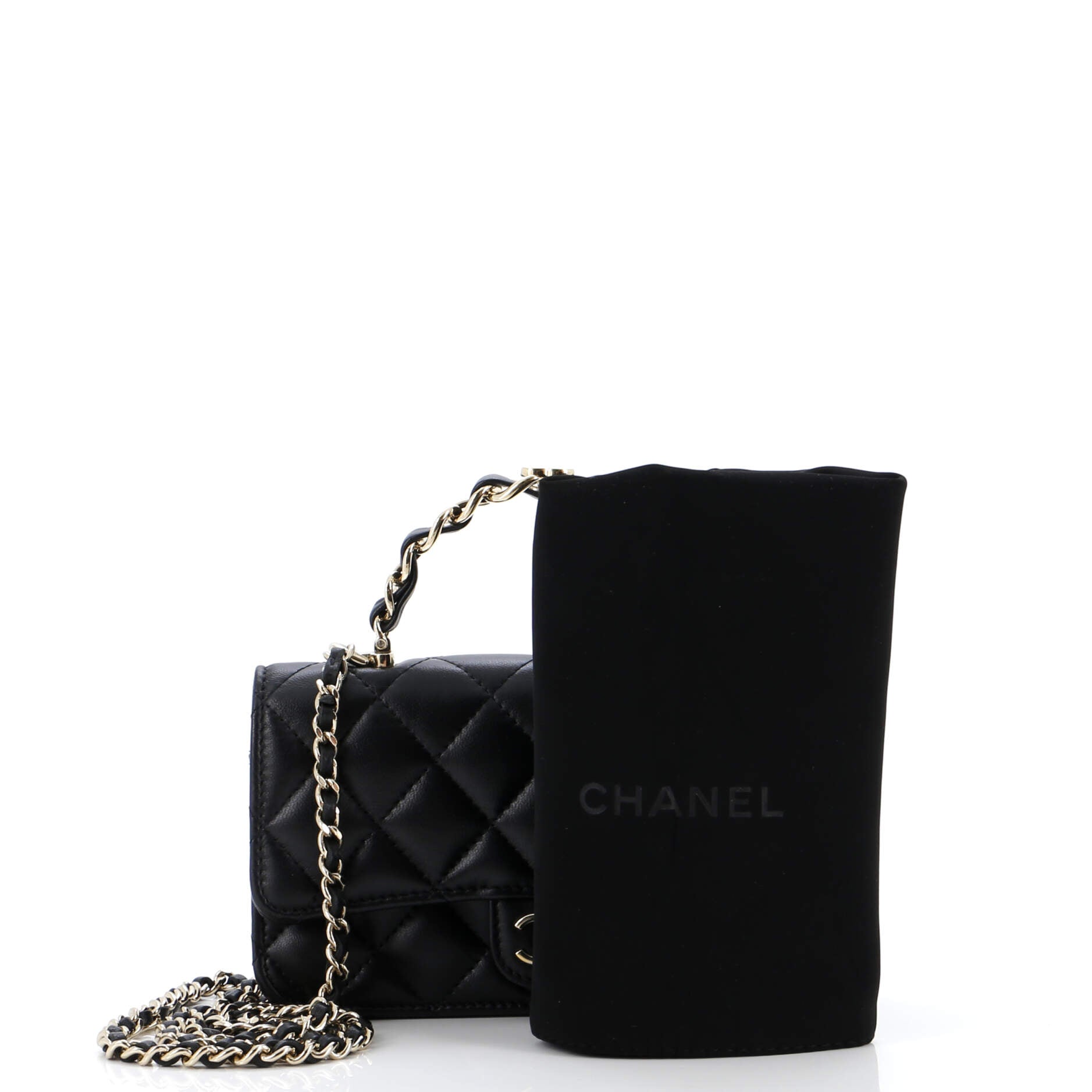 Classic Single Flap Chain Top Handle Bag Quilted Lambskin Mini