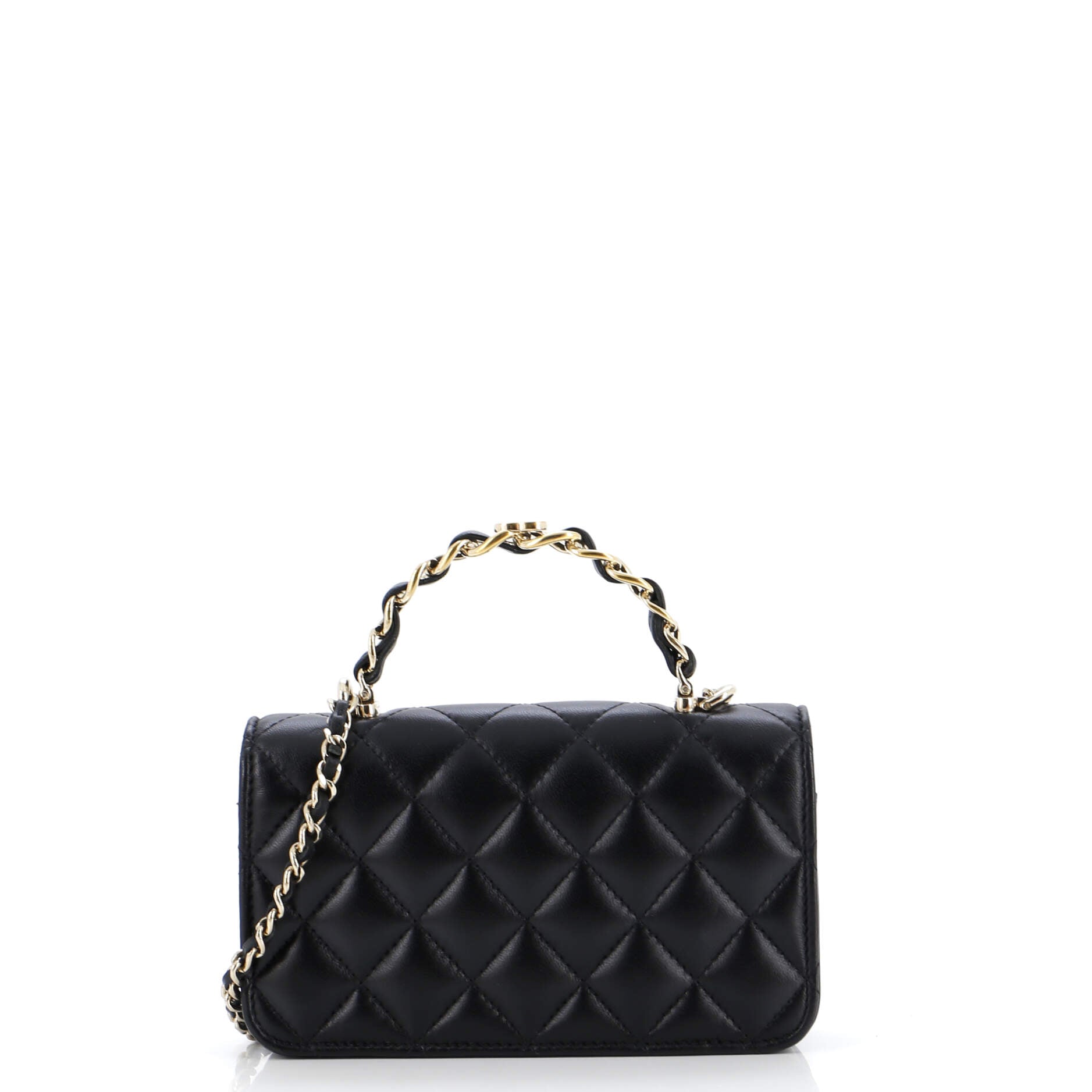 Classic Single Flap Chain Top Handle Bag Quilted Lambskin Mini