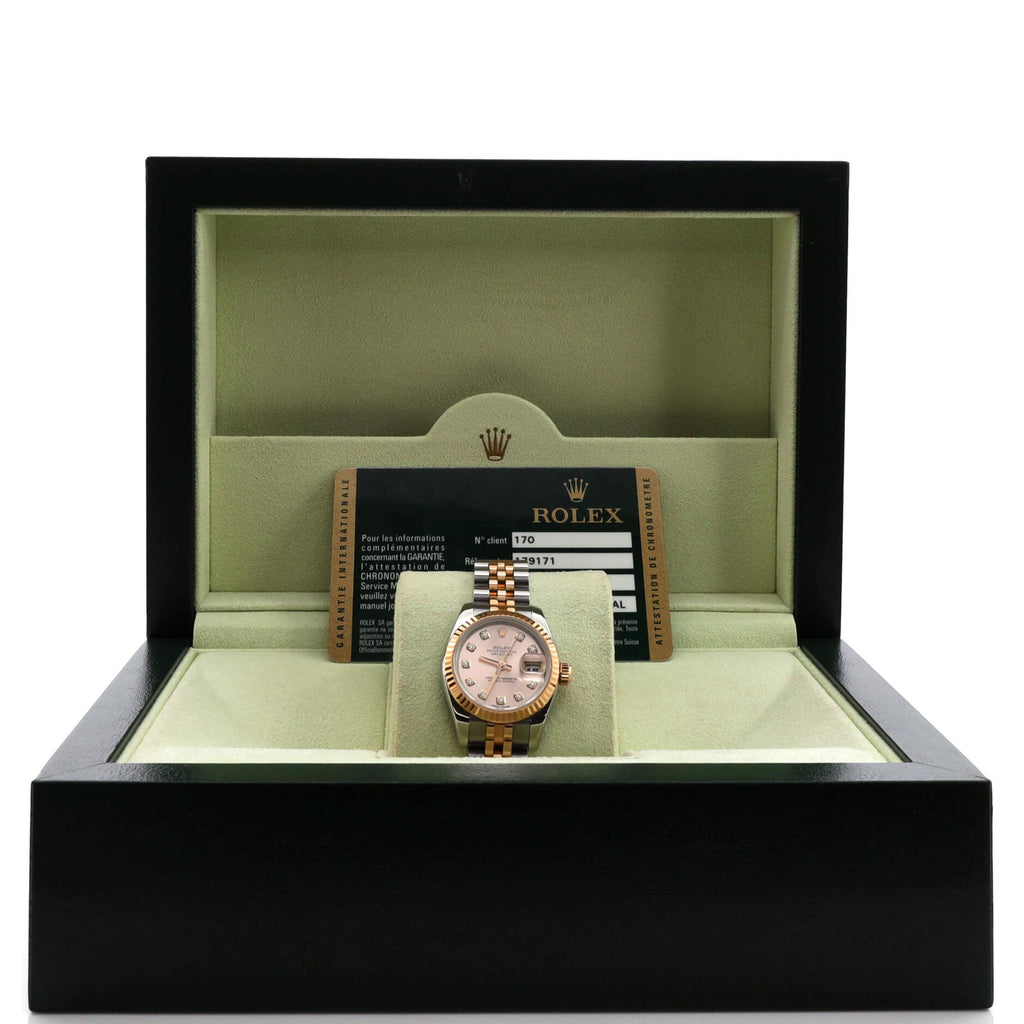 Oyster Perpetual Datejust Automatic Watch Stainless Steel and Rose Gold with Diamond Markers 26