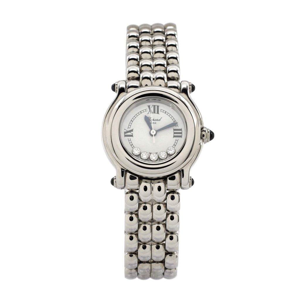 Happy Sport Classic Round Quartz Watch Stainless Steel with Floating Diamonds 26