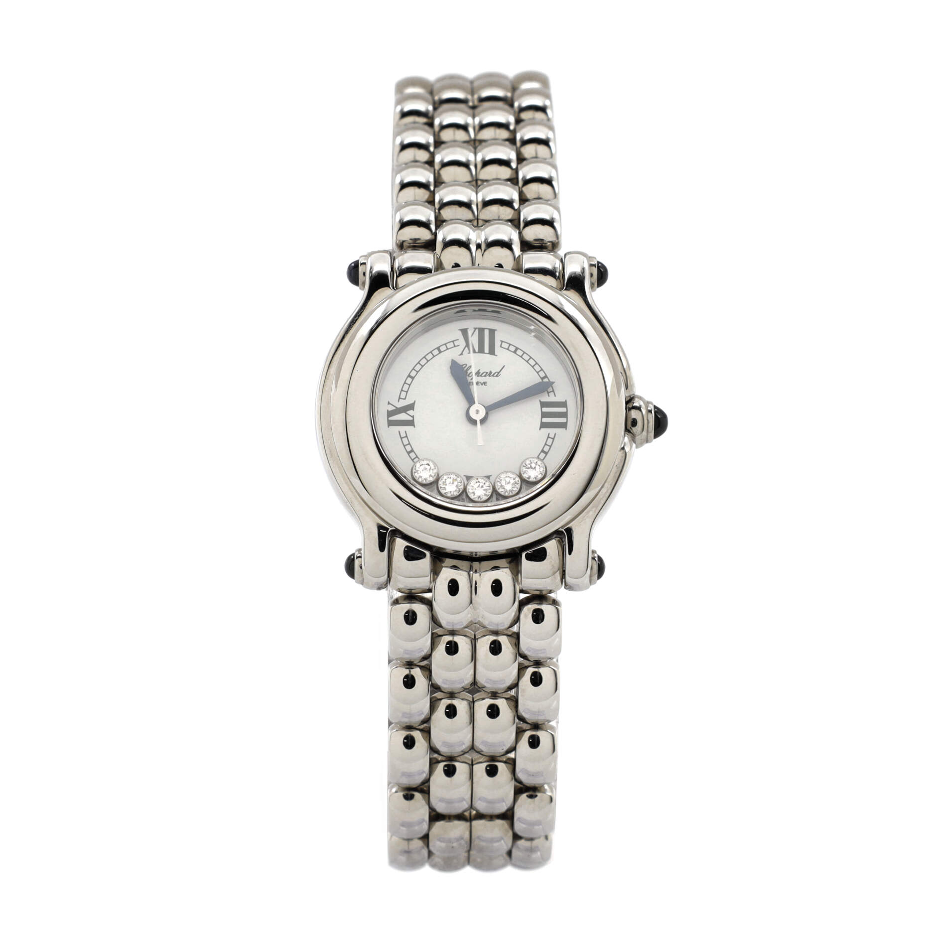 Happy Sport Classic Round Quartz Watch Stainless Steel with Floating Diamonds 26