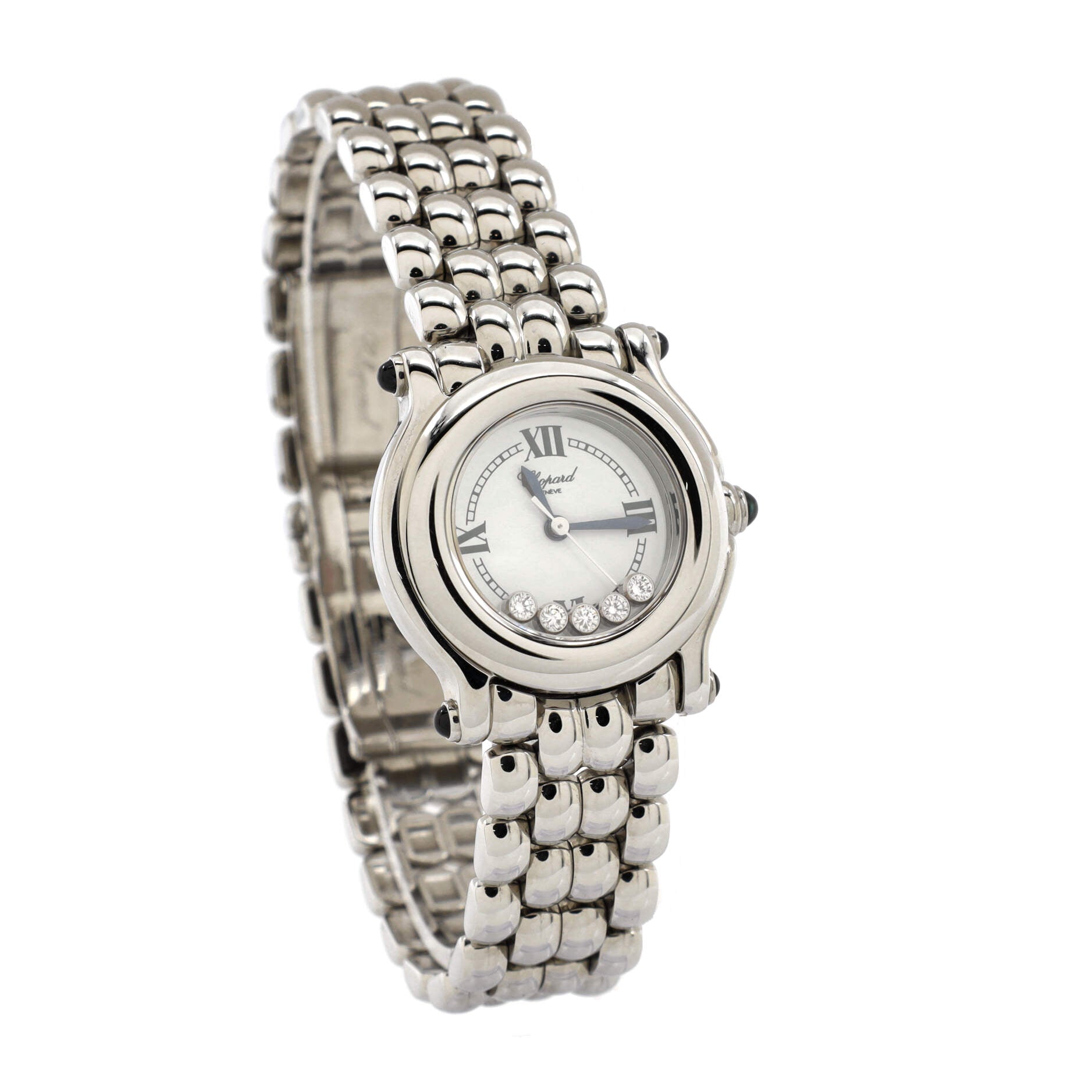 Happy Sport Classic Round Quartz Watch Stainless Steel with Floating Diamonds 26