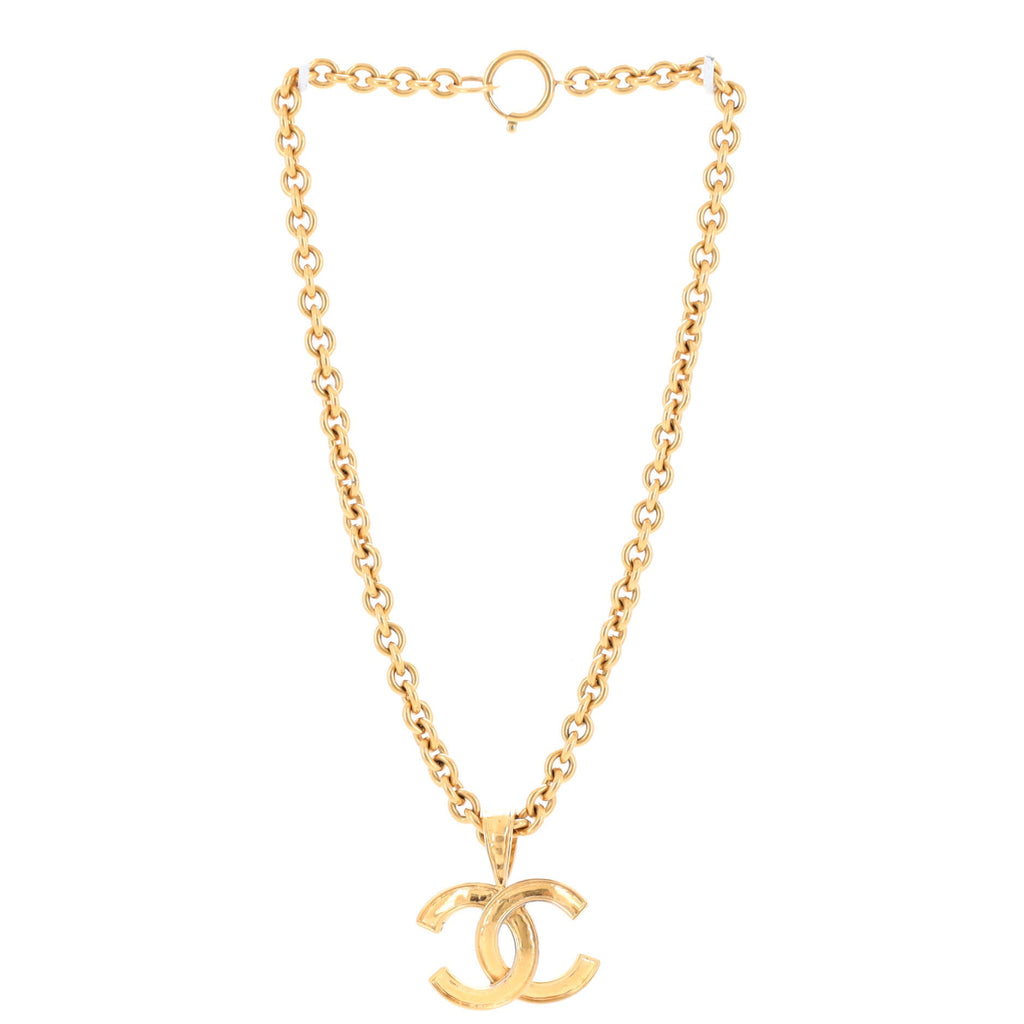 Vintage Giant CC Pendant Long Necklace Metal