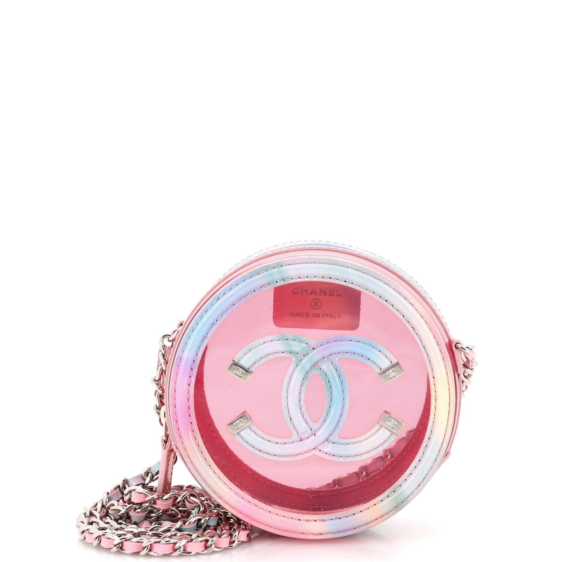 Filigree Round Clutch with Chain PVC with Lambskin Mini