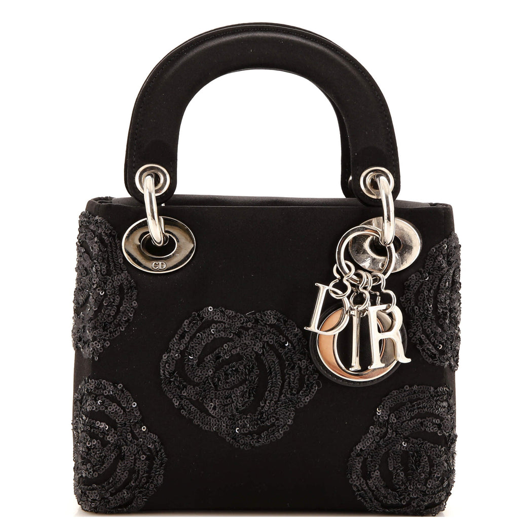 Lady Dior Bag Embellished Satin Mini
