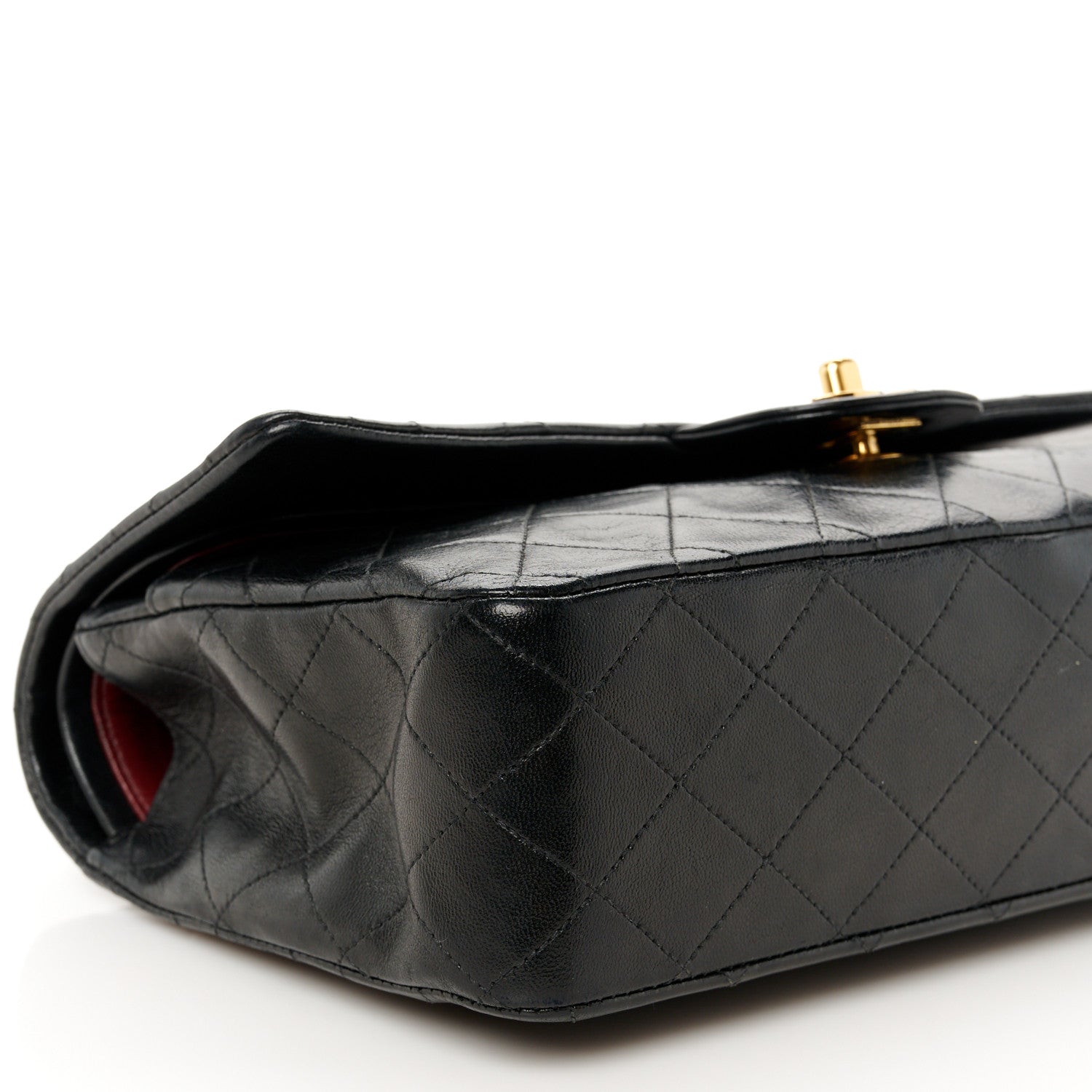 Lambskin Quilted Medium Double Flap Black
