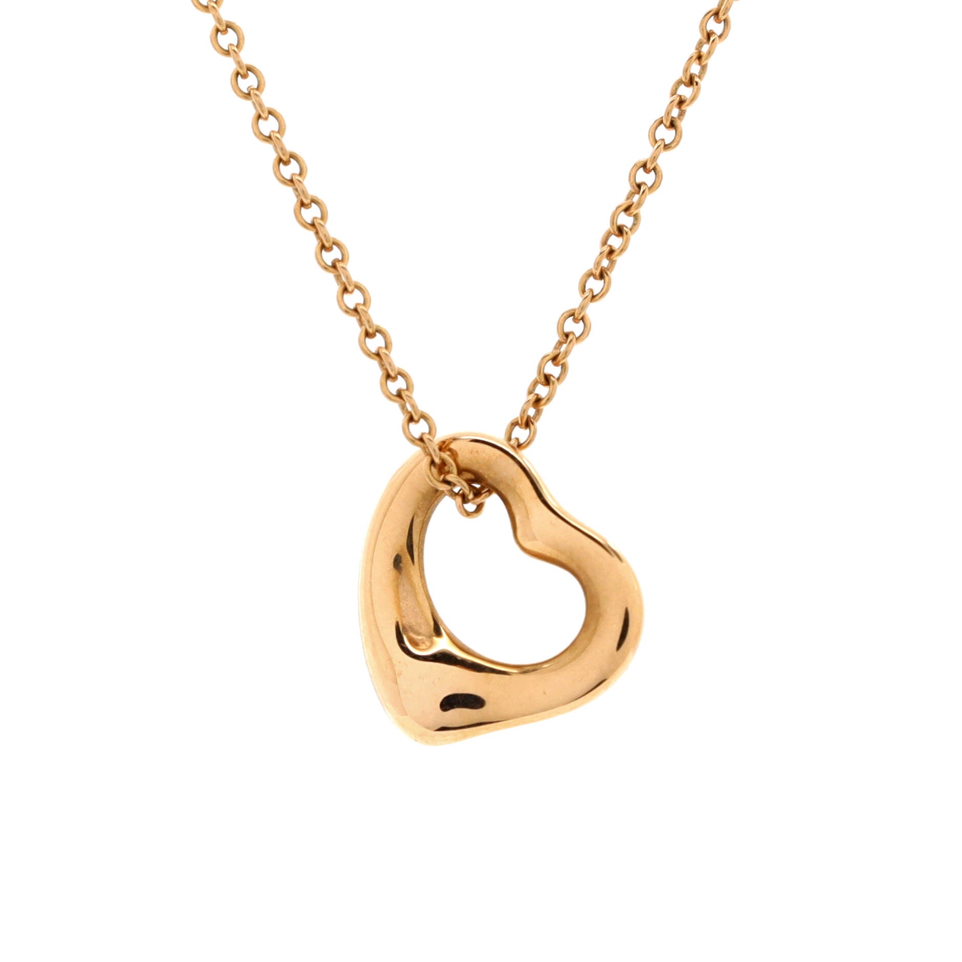 Elsa Peretti Open Heart Pendant Necklace 18K Rose Gold 11mm