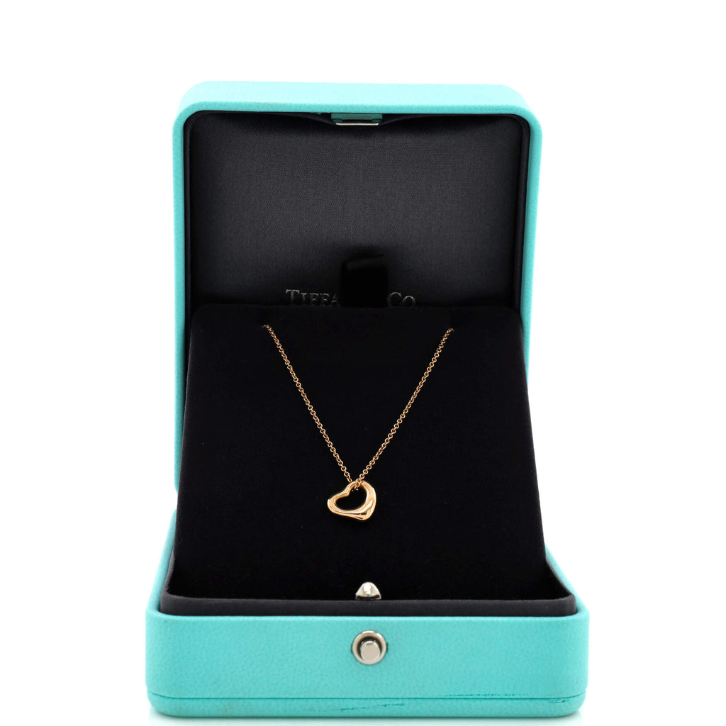 Elsa Peretti Open Heart Pendant Necklace 18K Rose Gold 11mm