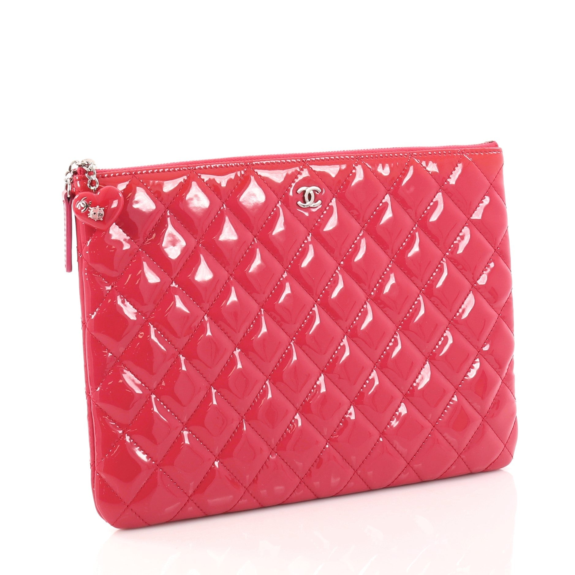 Valentine Hearts O Case Clutch Quilted Patent Medium