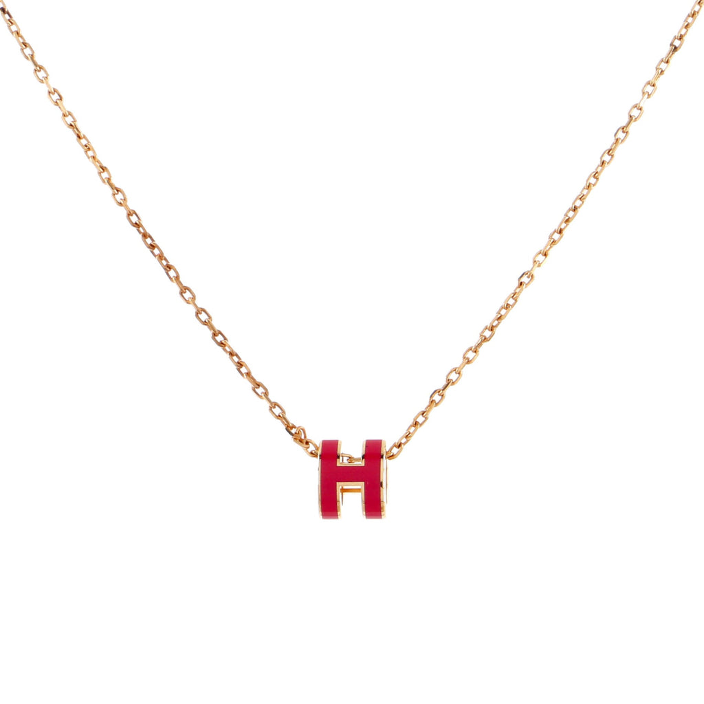 Pop H Pendant Chain Necklace Metal and Enamel Mini