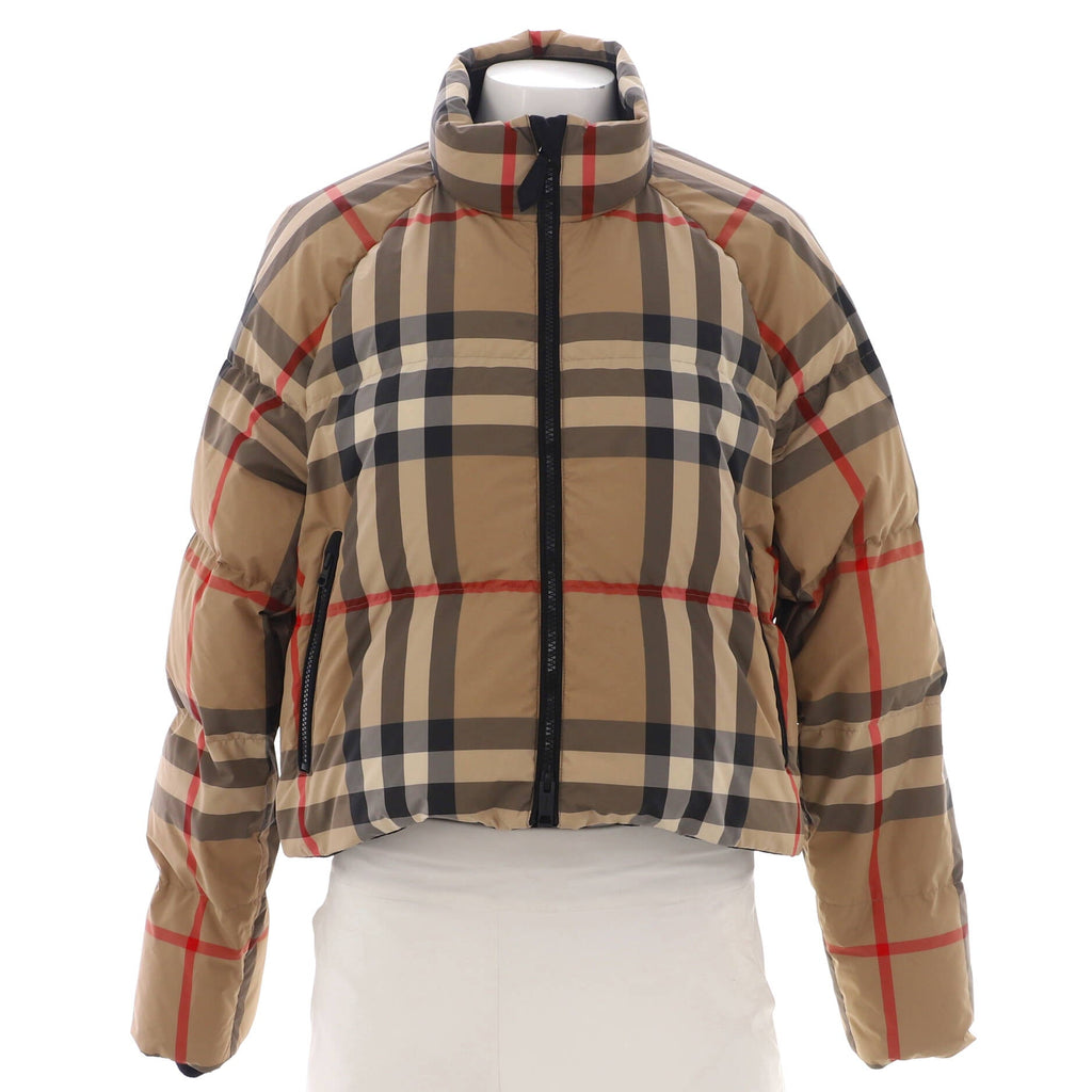 Women's Alsham Cropped Puffer Jacket Quilted Vintage Check Polyester with Down