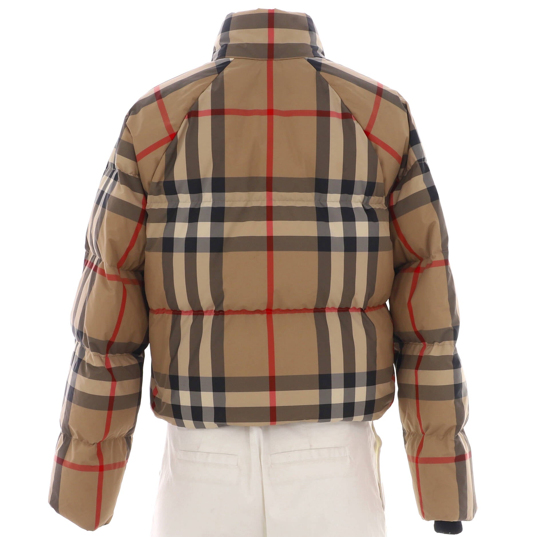 Women's Alsham Cropped Puffer Jacket Quilted Vintage Check Polyester with Down