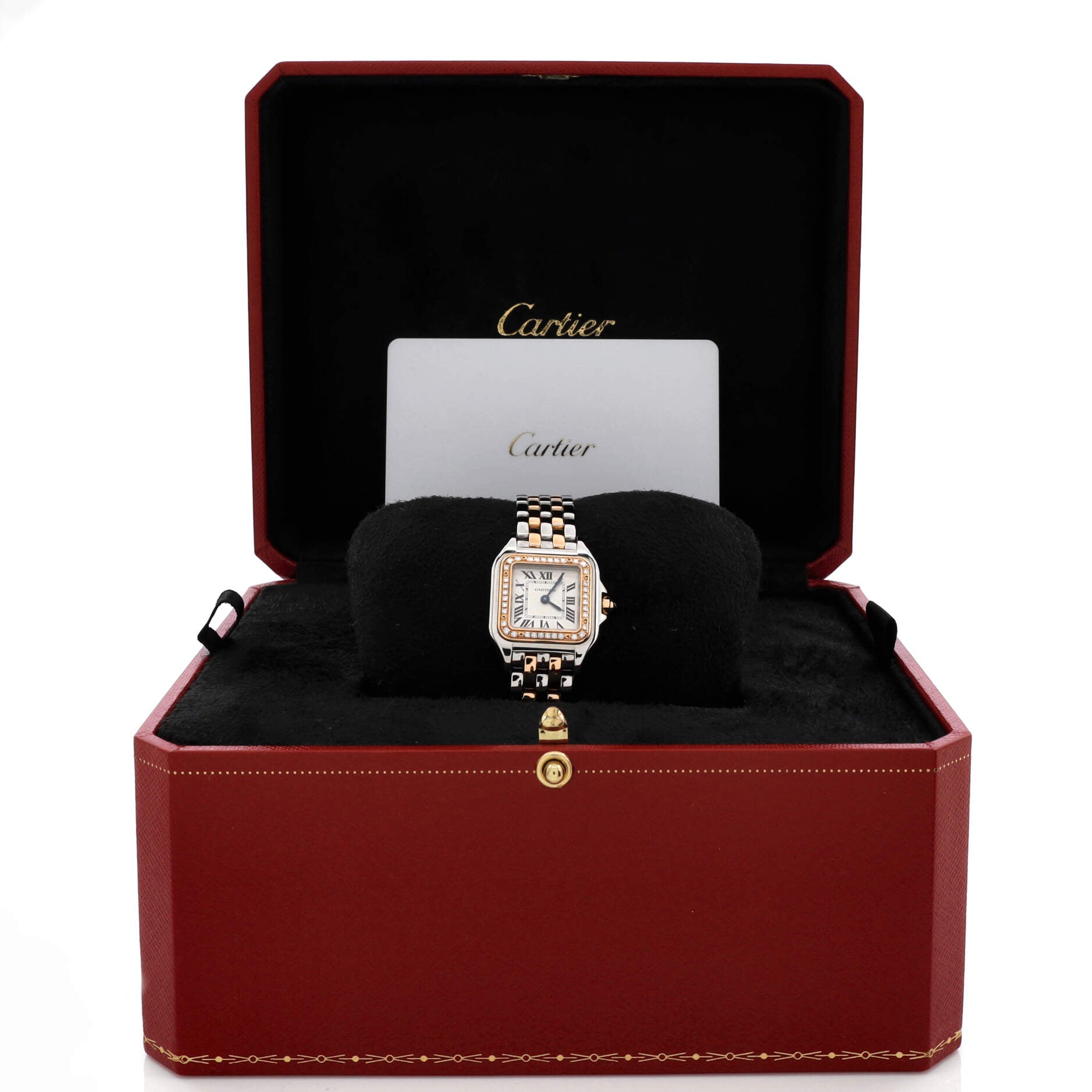Panthere de Cartier Quartz Watch Stainless Steel and Rose Gold with Diamond Bezel 22