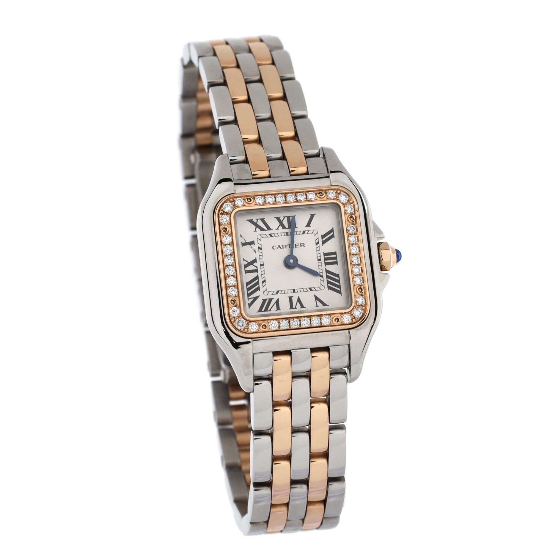 Panthere de Cartier Quartz Watch Stainless Steel and Rose Gold with Diamond Bezel 22