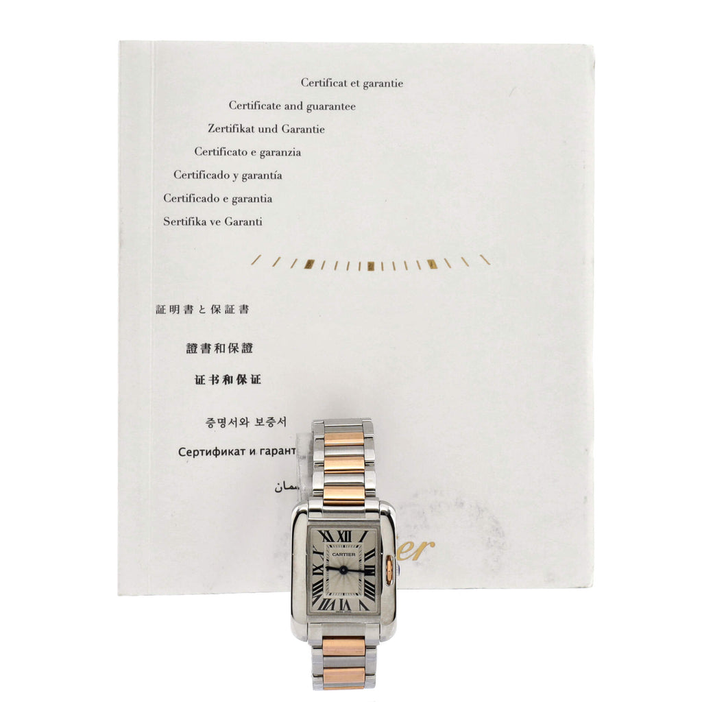 Tank Anglaise Quartz Watch Stainless Steel and Rose Gold 23