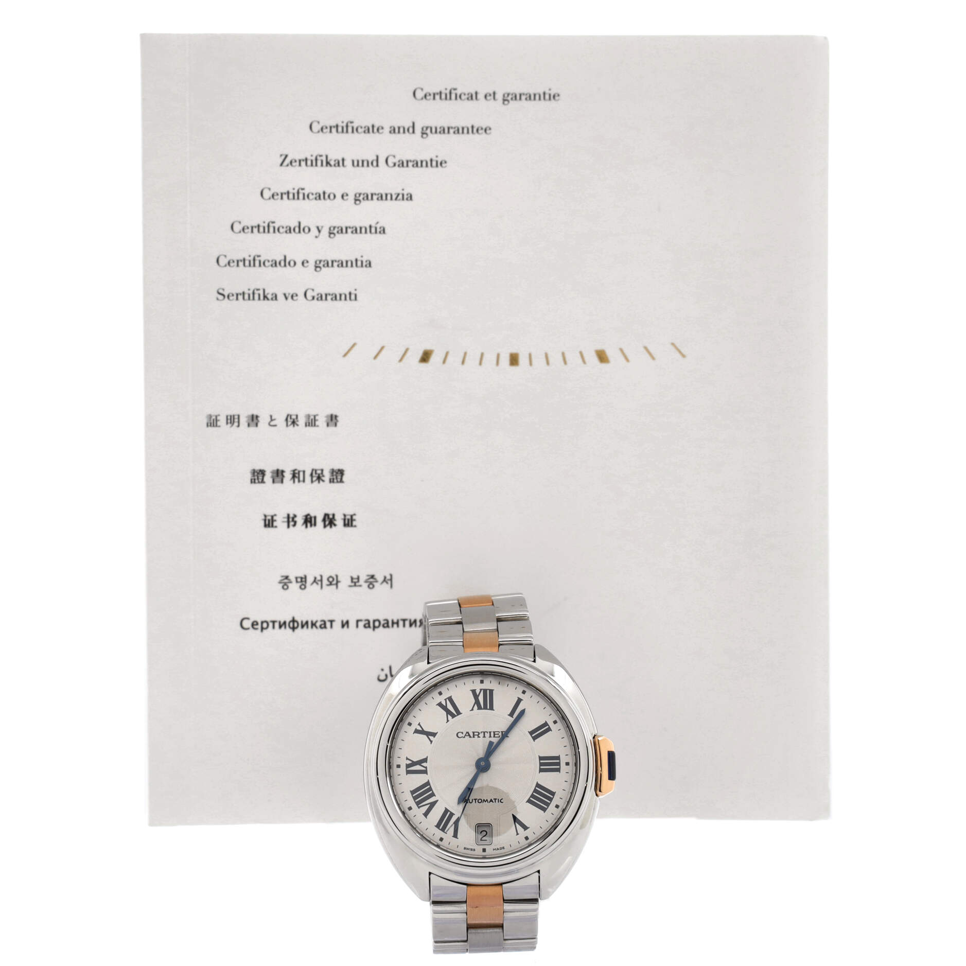 Cle de Cartier Automatic Watch Stainless Steel and Rose Gold 35