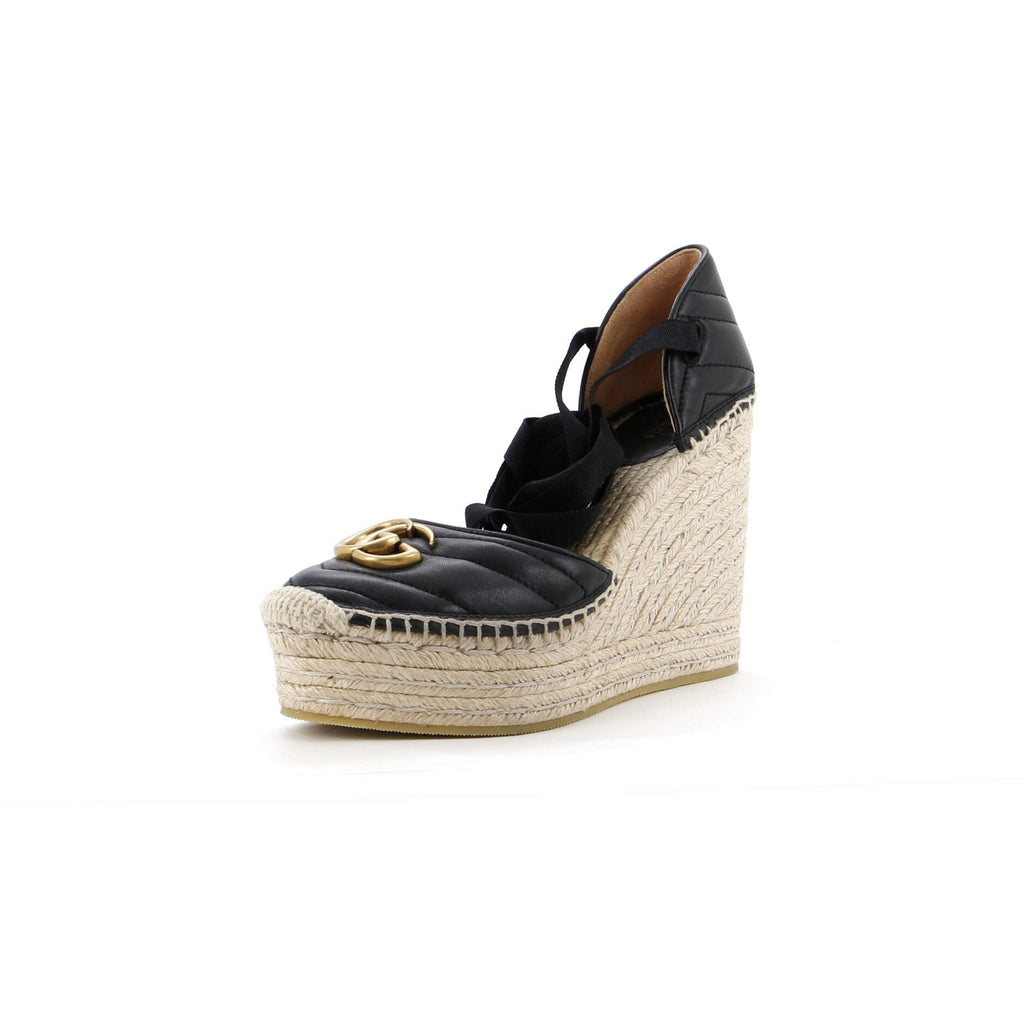 Women's GG Marmont Wedge Espadrilles Matelasse Leather