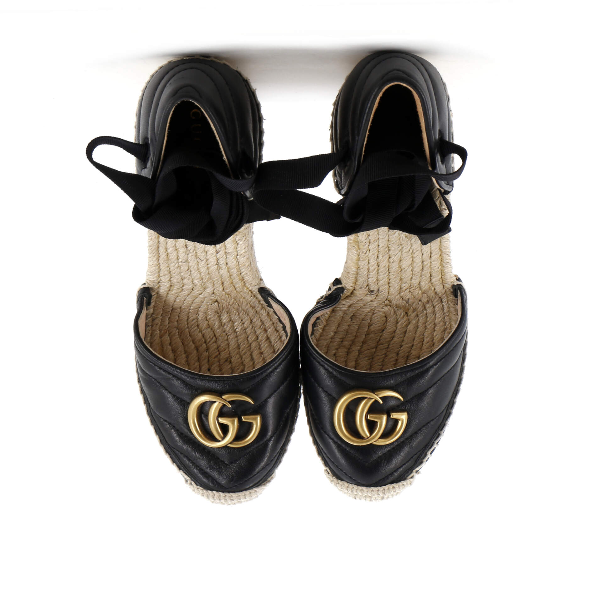 Women's GG Marmont Wedge Espadrilles Matelasse Leather