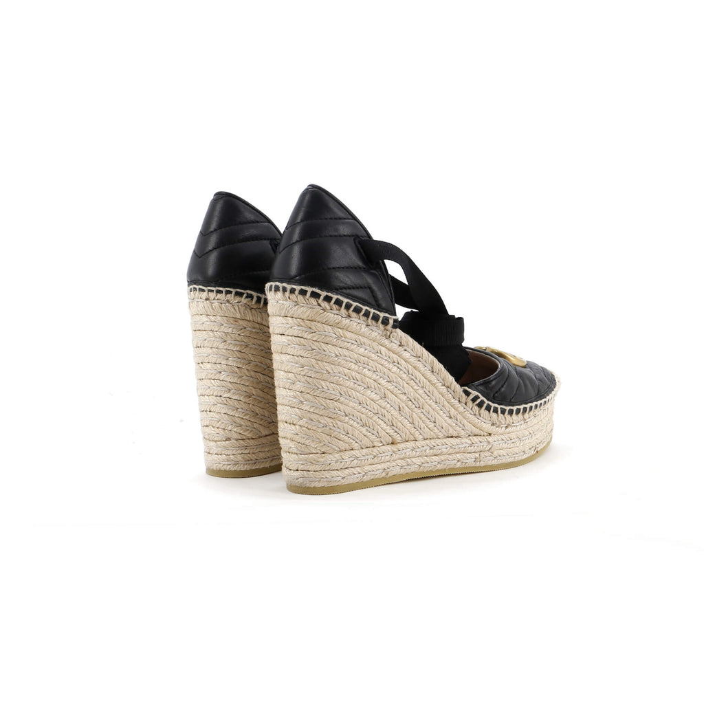Women's GG Marmont Wedge Espadrilles Matelasse Leather