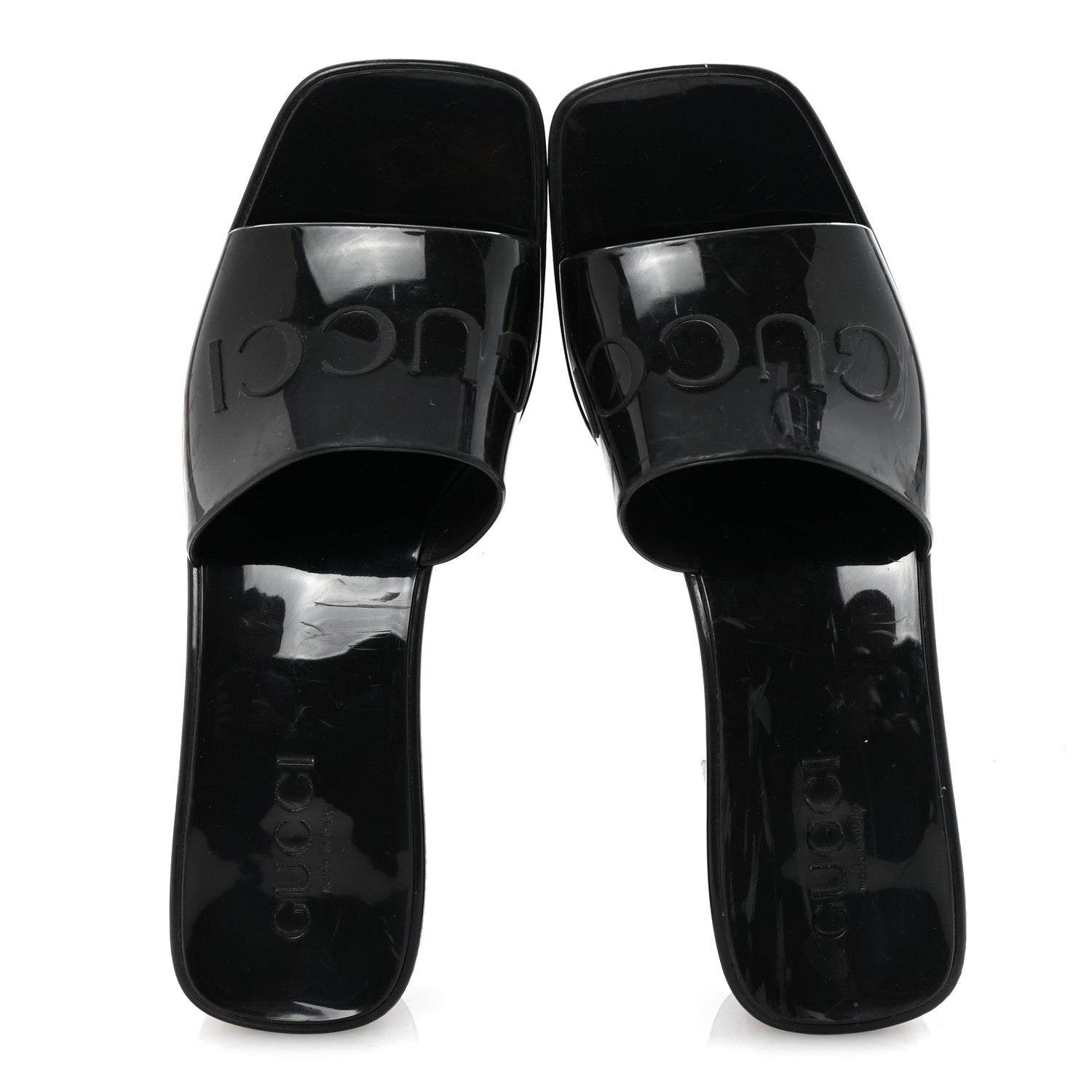 Rubber Gucci Logo Womens Platform 20/60mm Slide Sandals 36 Black