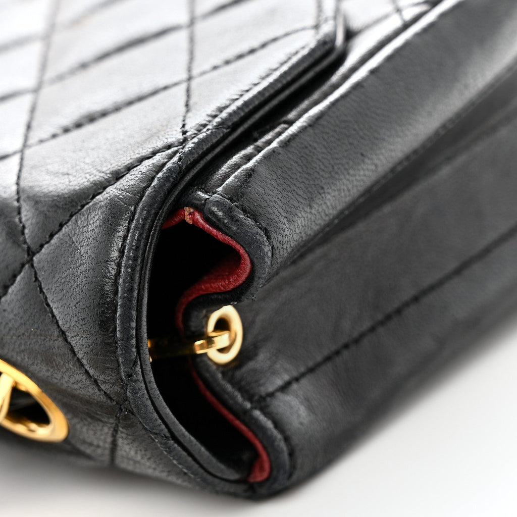 Lambskin Quilted Single Flap Black