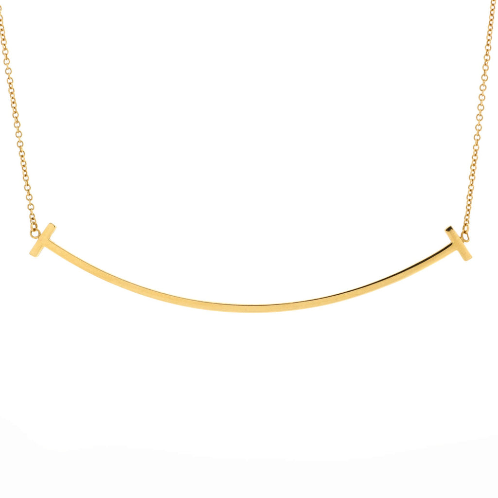 T Smile Pendant Necklace 18K Yellow Gold Large