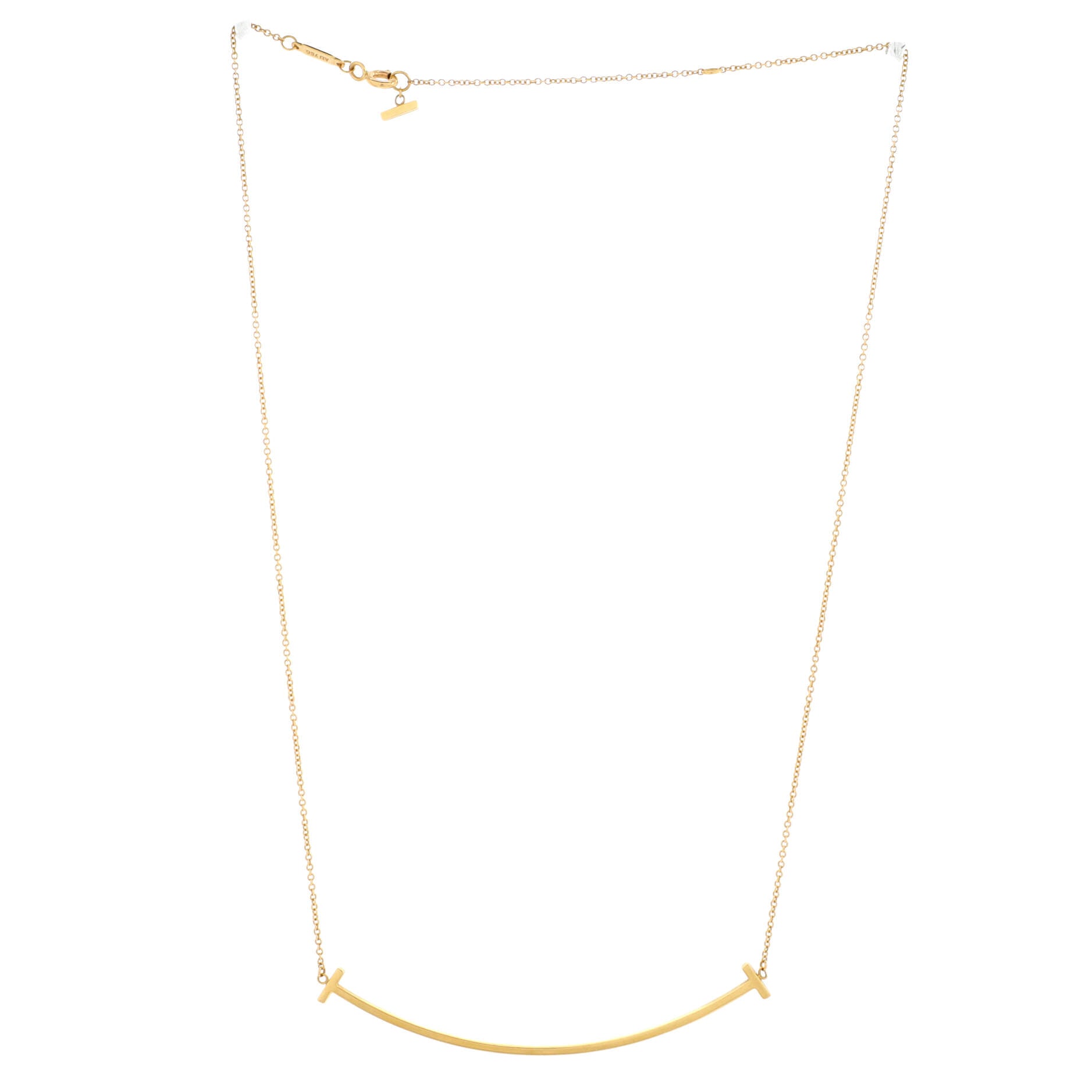 T Smile Pendant Necklace 18K Yellow Gold Large