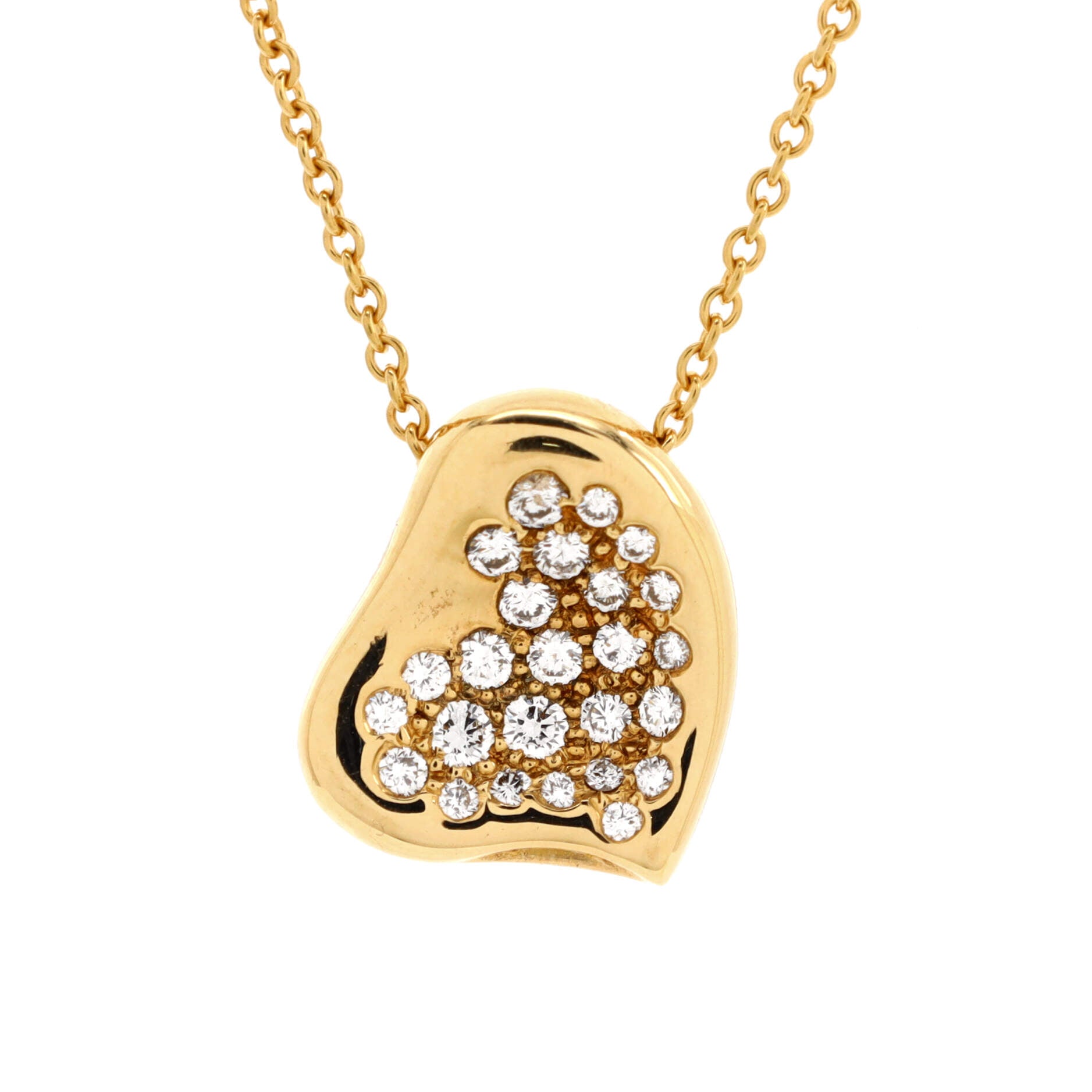 Elsa Peretti Full Heart Necklace 18K Yellow Gold with Pave Diamonds