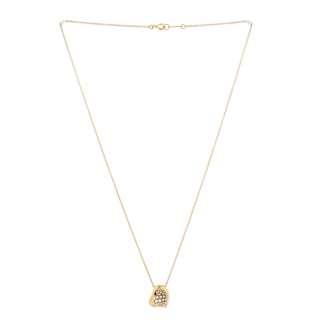 Elsa Peretti Full Heart Necklace 18K Yellow Gold with Pave Diamonds