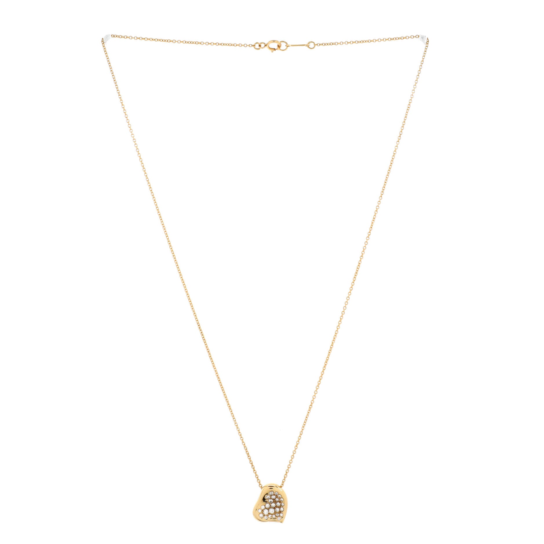 Elsa Peretti Full Heart Necklace 18K Yellow Gold with Pave Diamonds
