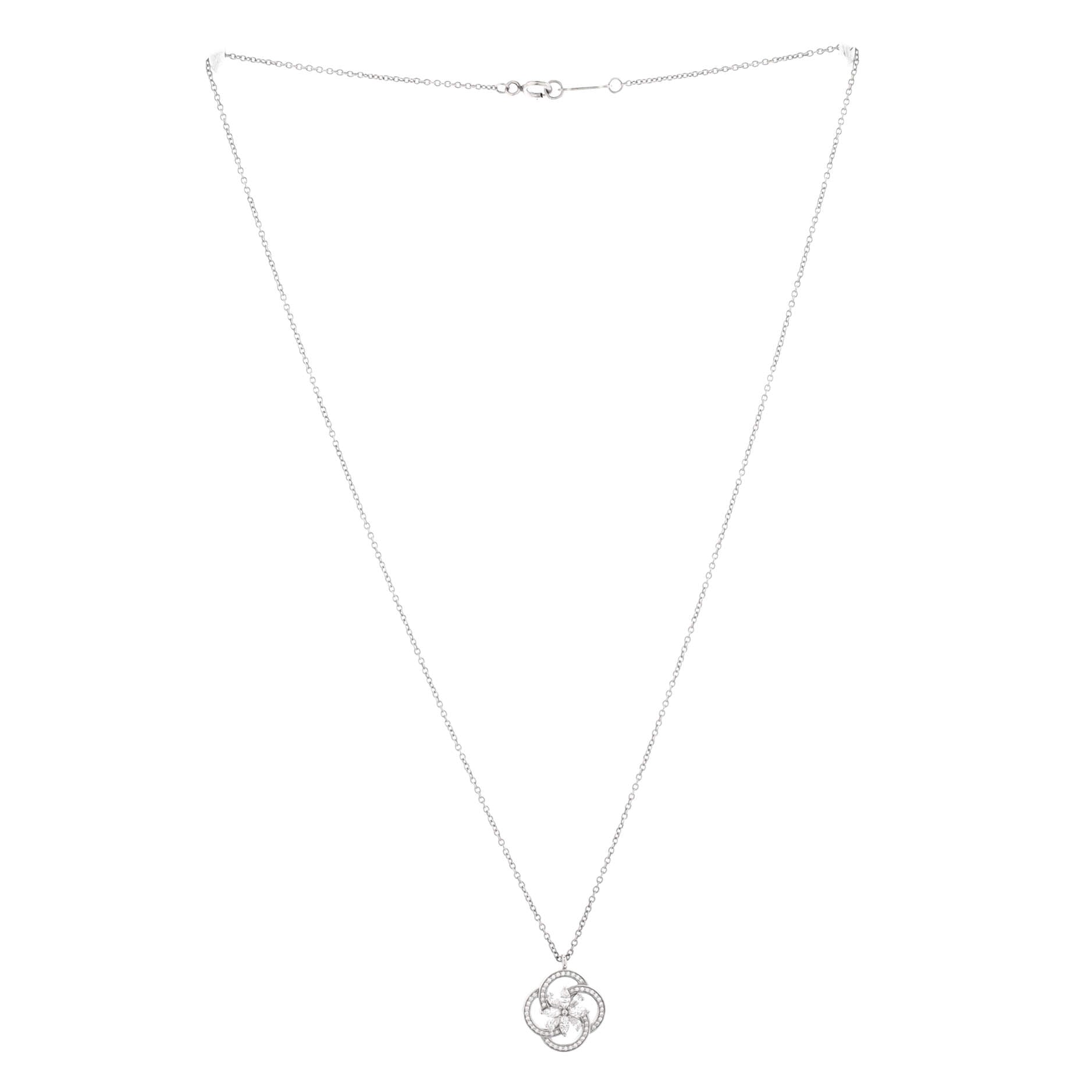 Victoria Key Cluster Pendant Necklace Platinum with Diamonds Small