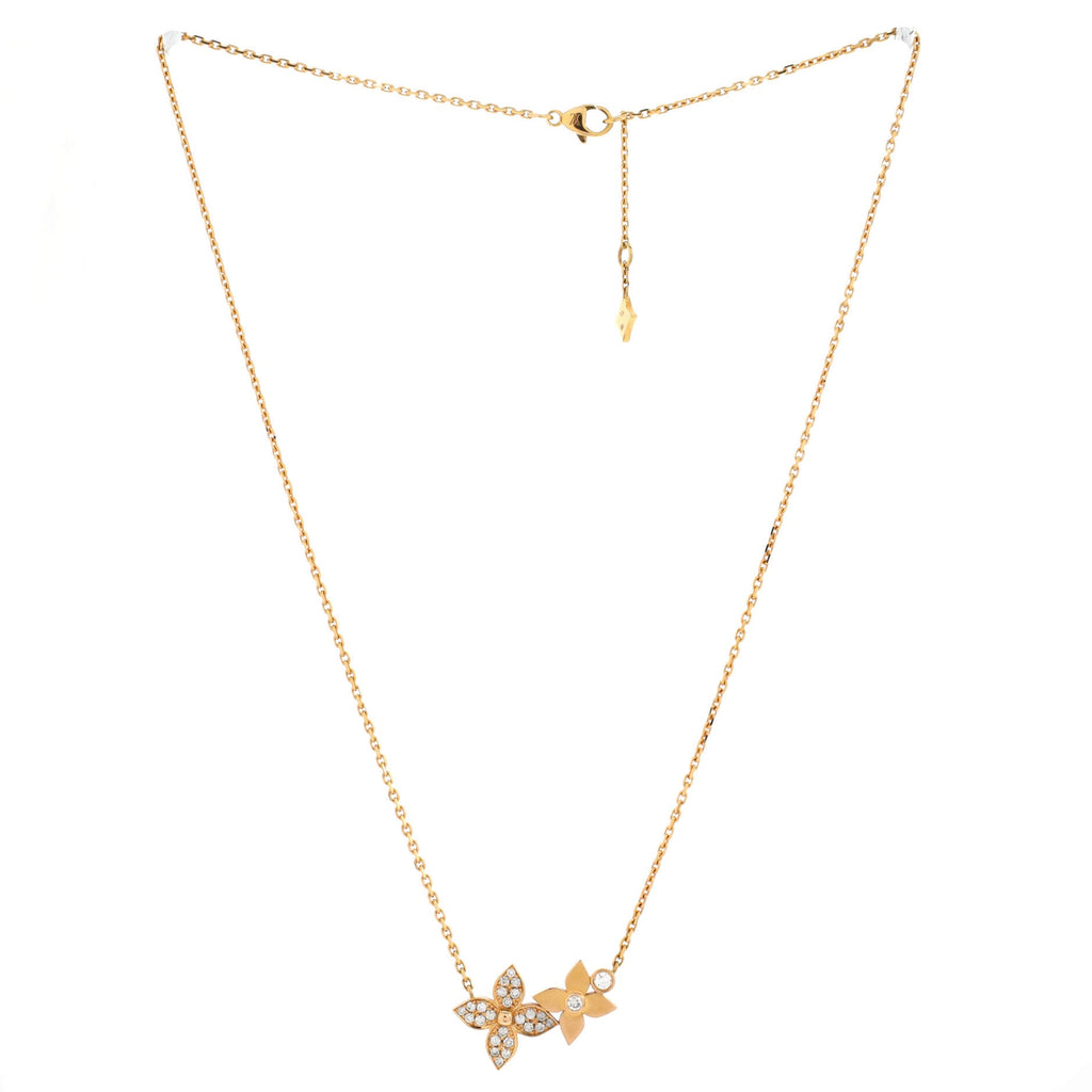 Star Blossom Double Pendant Necklace 18K Rose Gold and Diamonds