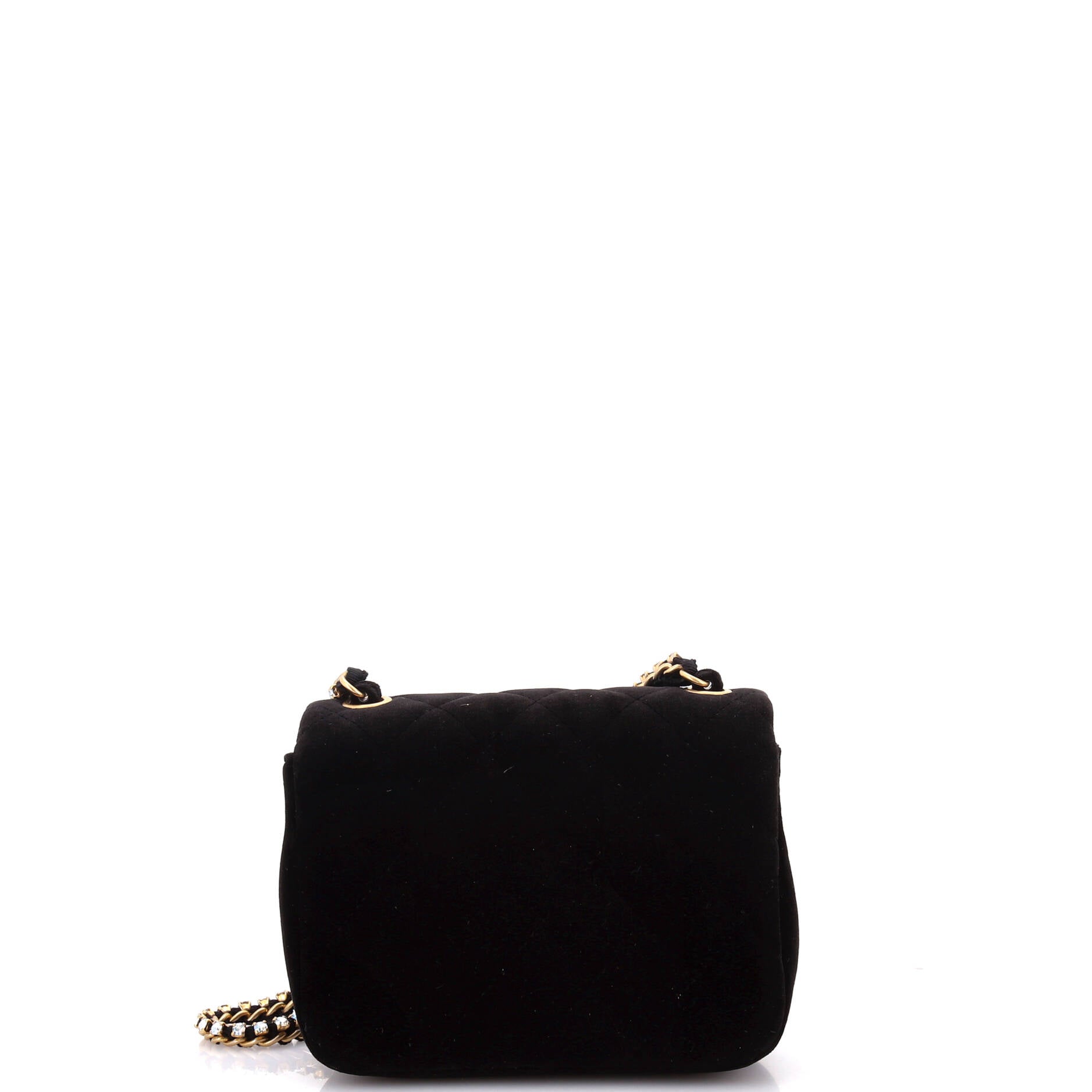 Crystal CC Full Flap Bag Quilted Velvet Mini