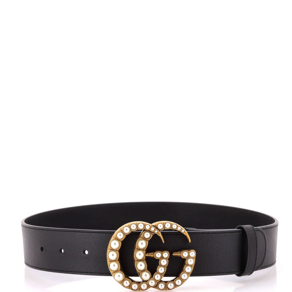 Pearly GG Marmont Belt Leather Wide 70